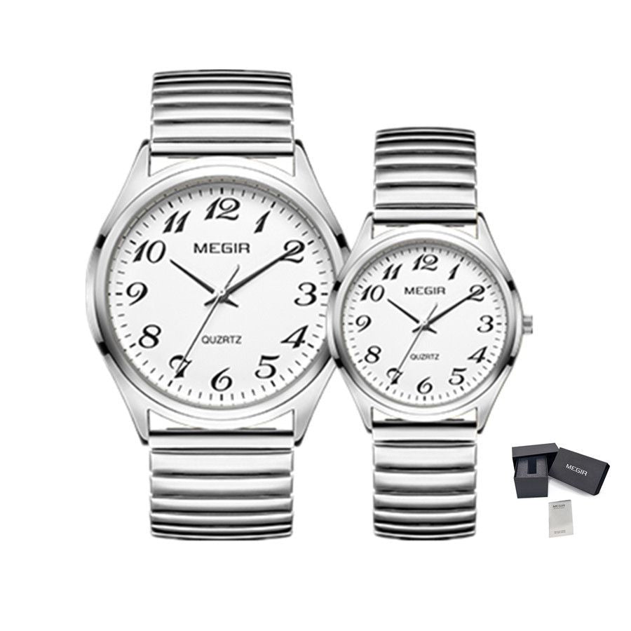 MEGIR Luxury Couple Watches Waterproof Quartz Watch for Lover Stainless Steel Men Women Wristwatches Clock Relogio Masculino 1088-20