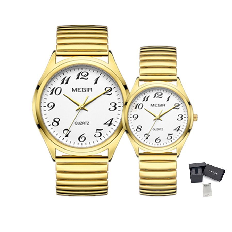 MEGIR Luxury Couple Watches Waterproof Quartz Watch for Lover Stainless Steel Men Women Wristwatches Clock Relogio Masculino 1088-16
