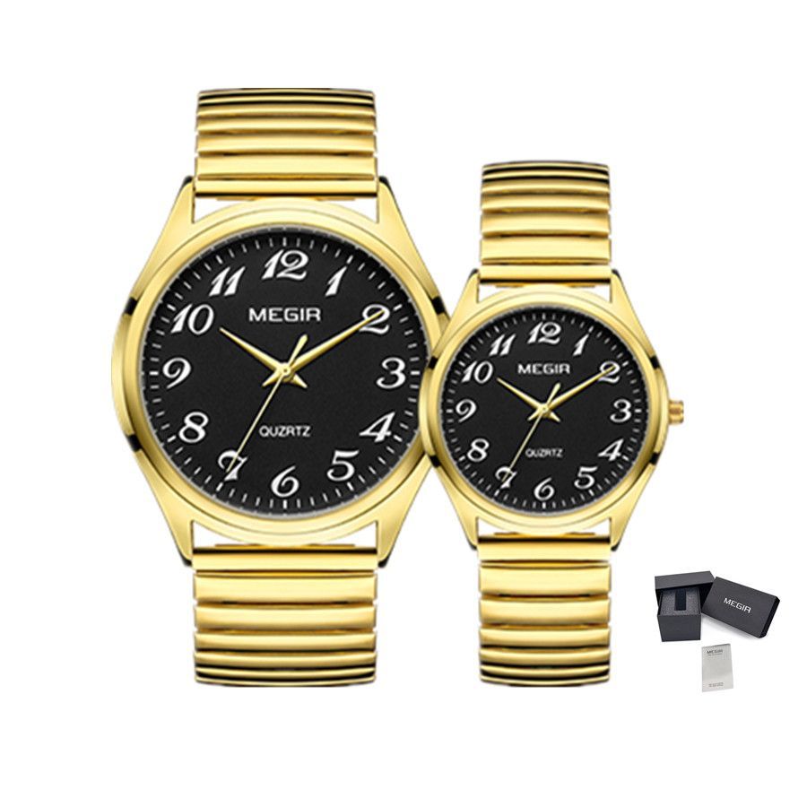 MEGIR Luxury Couple Watches Waterproof Quartz Watch for Lover Stainless Steel Men Women Wristwatches Clock Relogio Masculino 1088-15