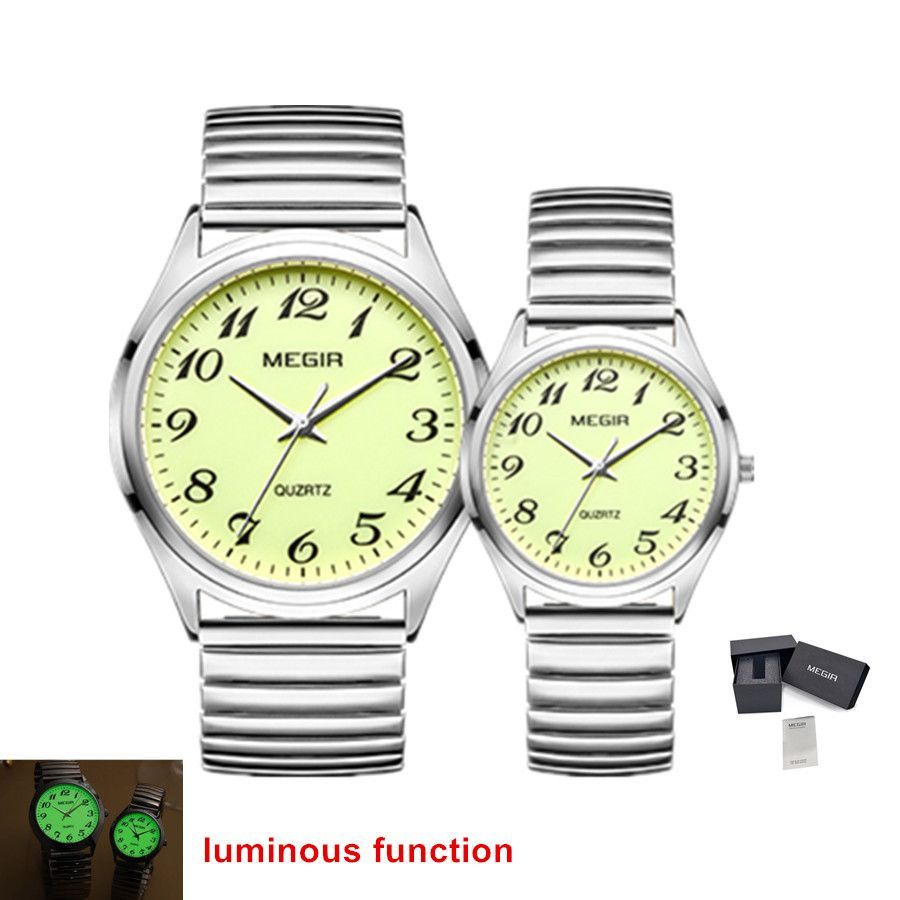 MEGIR Luxury Couple Watches Waterproof Quartz Watch for Lover Stainless Steel Men Women Wristwatches Clock Relogio Masculino 1088-18