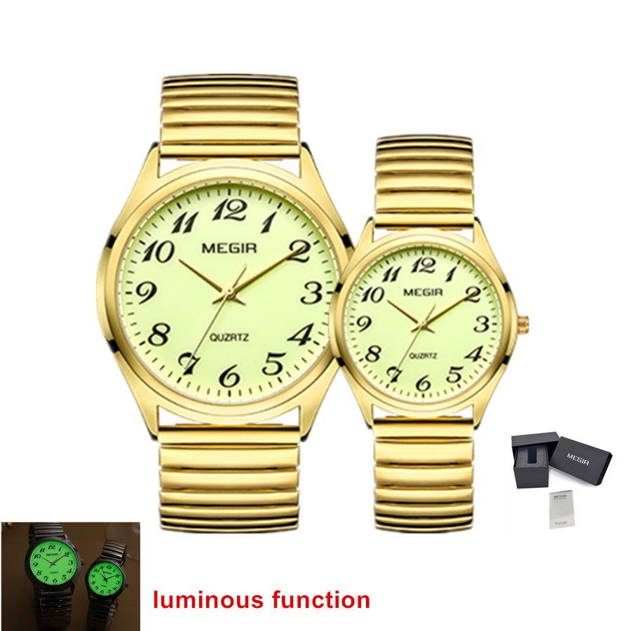 MEGIR Luxury Couple Watches Waterproof Quartz Watch for Lover Stainless Steel Men Women Wristwatches Clock Relogio Masculino 1088-17