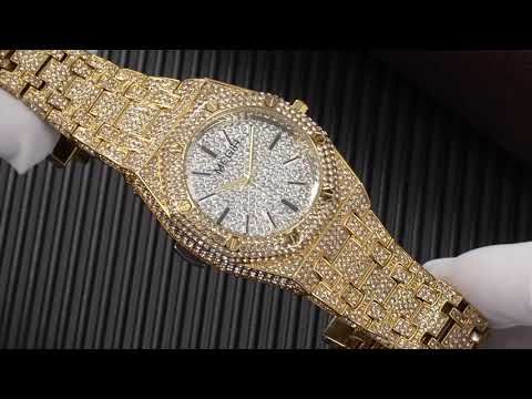 MEGIR Luxury Diamond Men Watches Stainless Steel Band Quartz Wristwatches Waterproof Male Clock Business Watch Reloj Hombre 1091-9