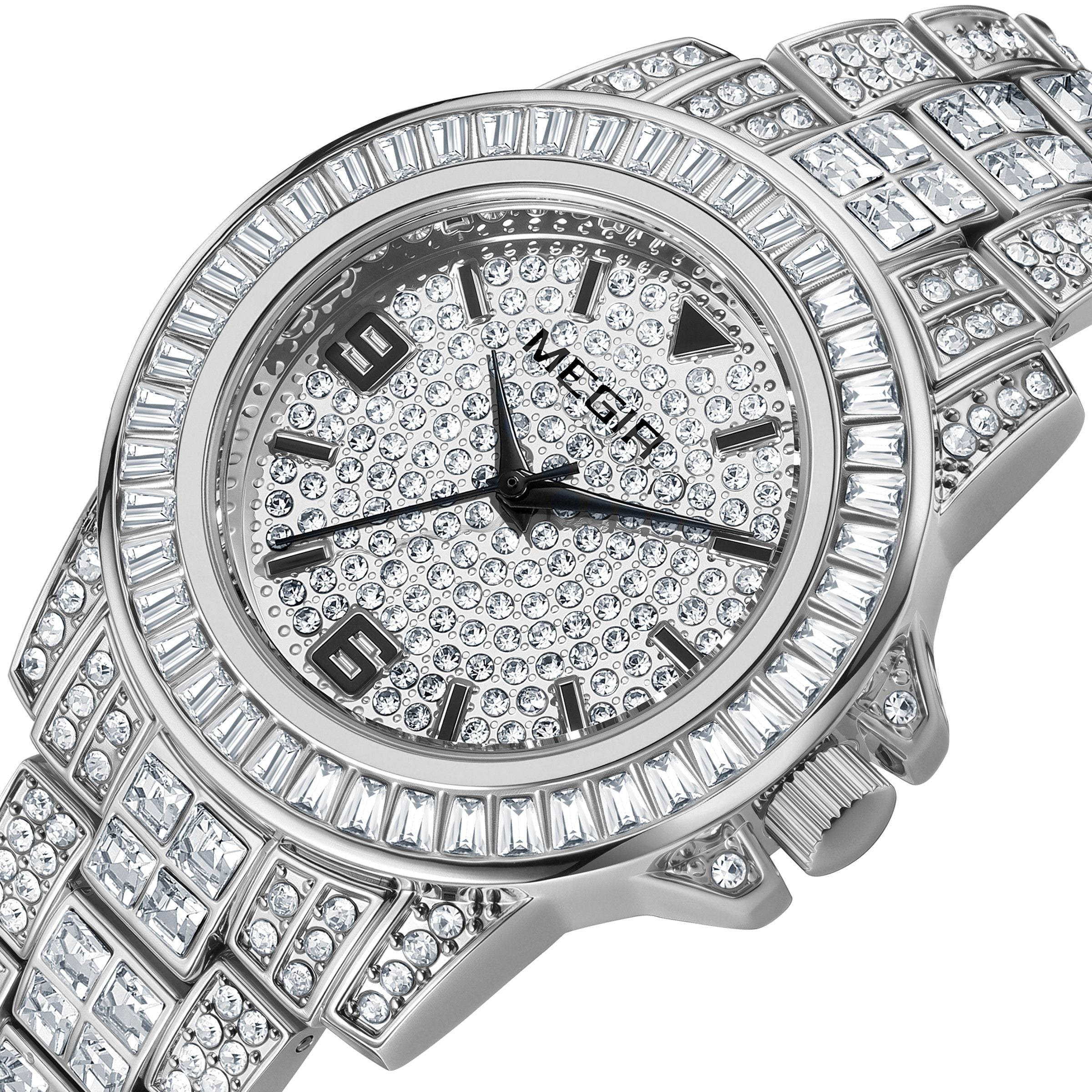 MEGIR Watch for Men Fashion Man Quartz Full Diamond Wristwatch Large Dial Business Watches Clock Gifts Montre Homme 1092-6