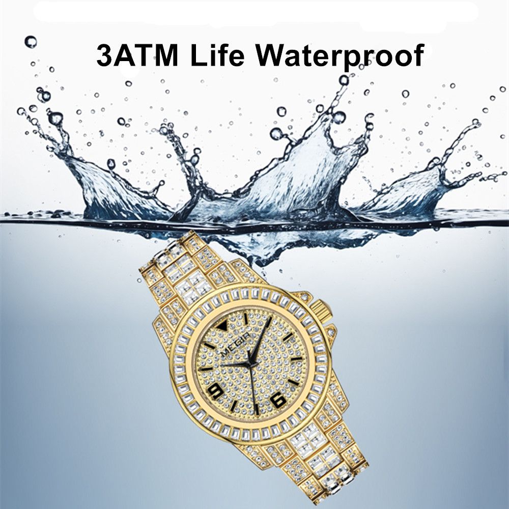 MEGIR Watch for Men Fashion Man Quartz Full Diamond Wristwatch Large Dial Business Watches Clock Gifts Montre Homme 1092-5