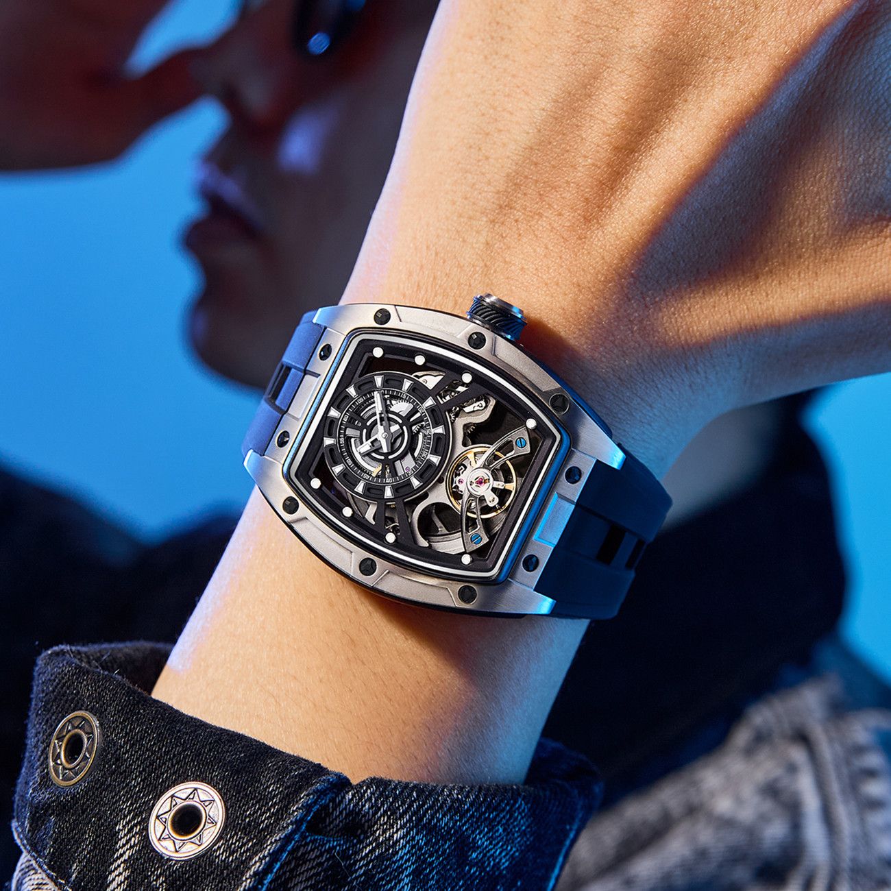 New Fashion Automatic Mechanical Watches for Men Waterproof Skeleton Dial Stainless Steel Case Male Wristwatch Clock 9198-6-2