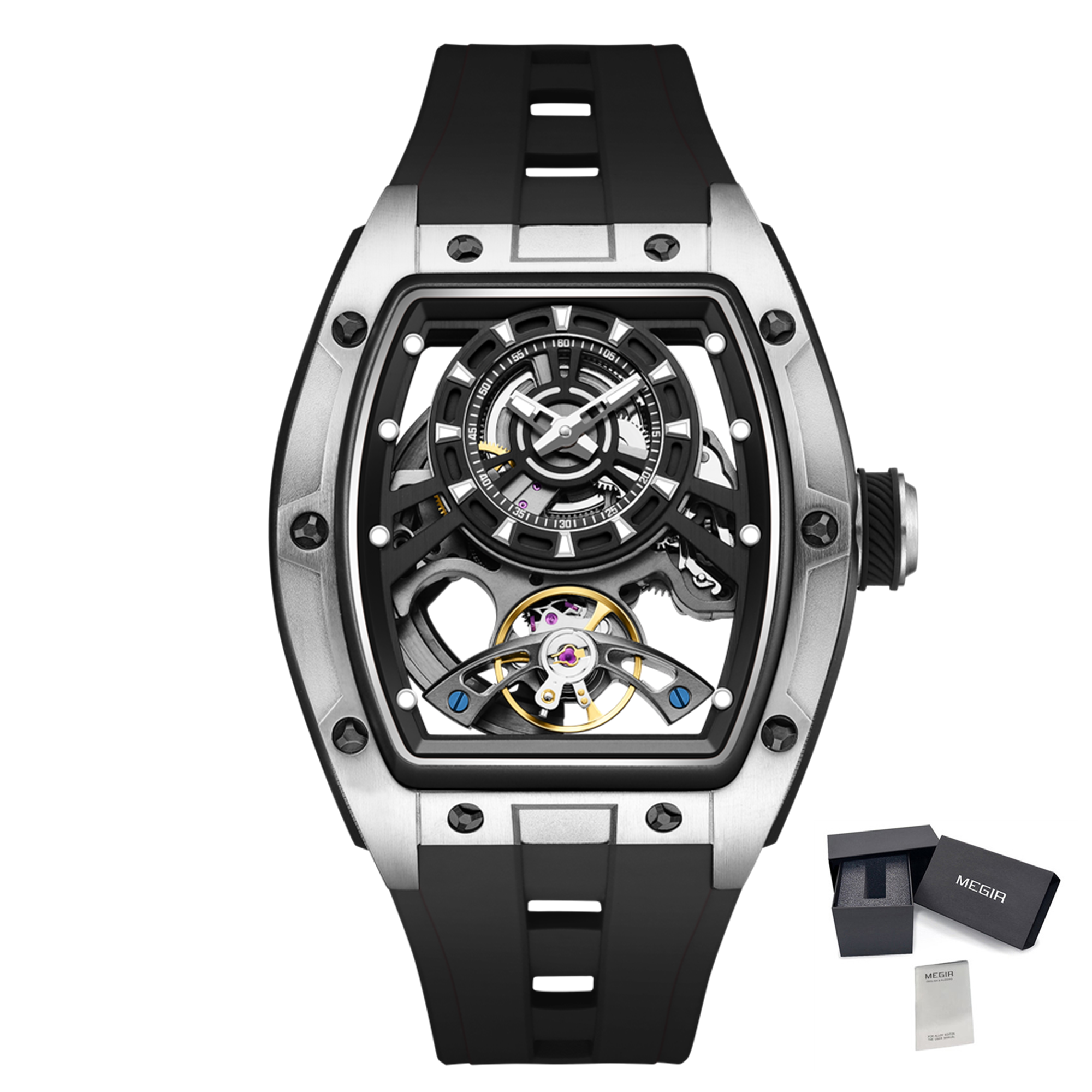 New Fashion Automatic Mechanical Watches for Men Waterproof Skeleton Dial Stainless Steel Case Male Wristwatch Clock 9198-6-21