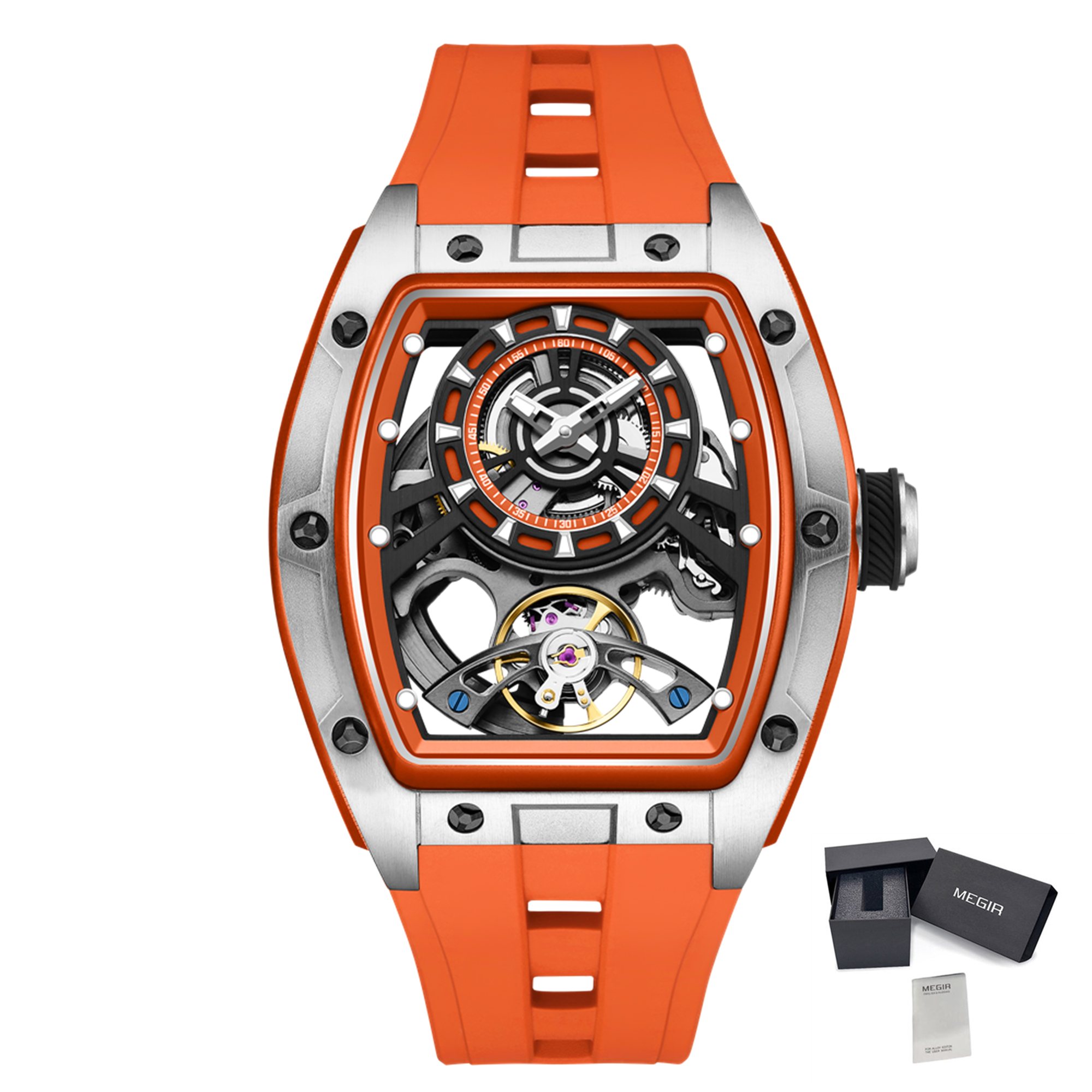 New Fashion Automatic Mechanical Watches for Men Waterproof Skeleton Dial Stainless Steel Case Male Wristwatch Clock 9198-6-20