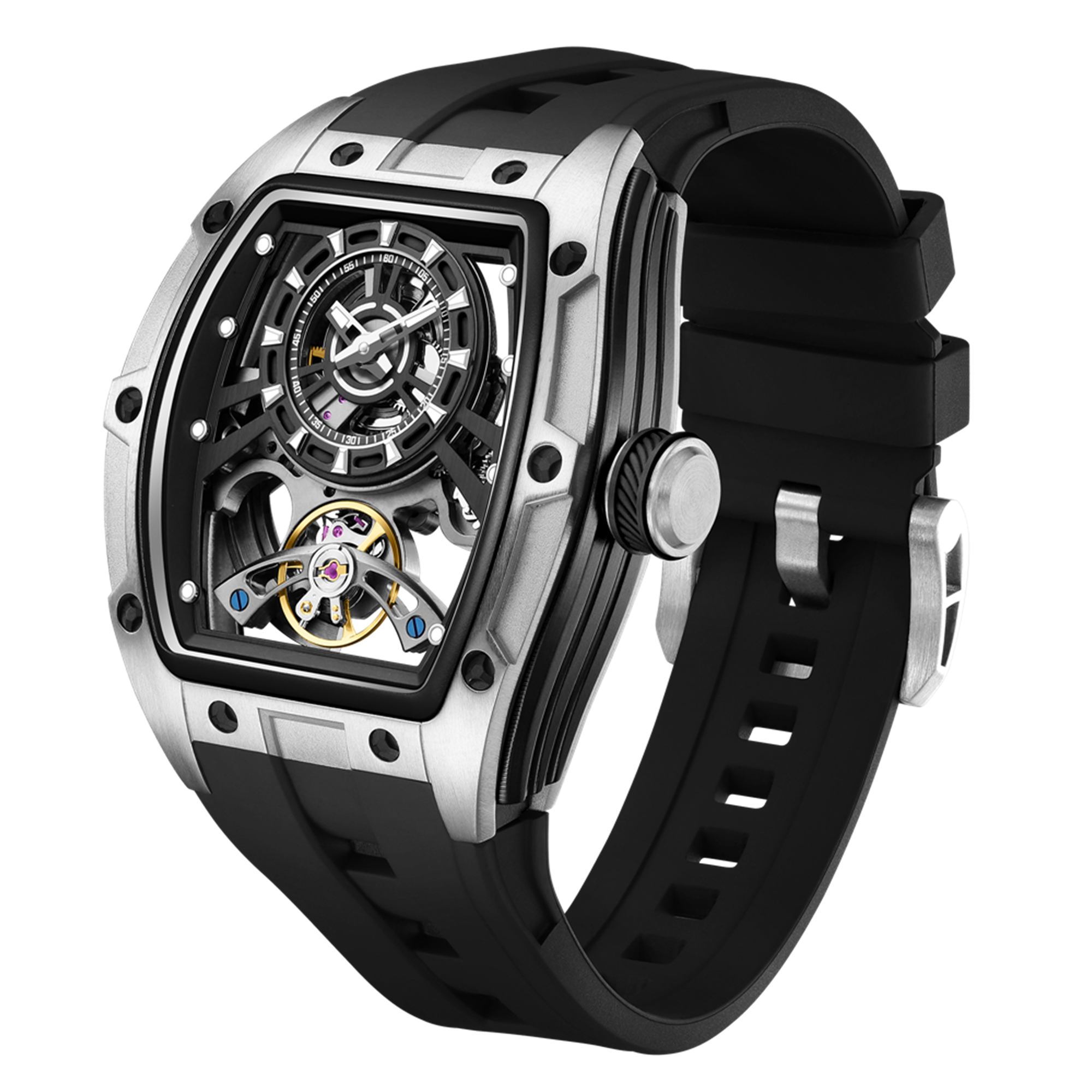 New Fashion Automatic Mechanical Watches for Men Waterproof Skeleton Dial Stainless Steel Case Male Wristwatch Clock 9198-6-14