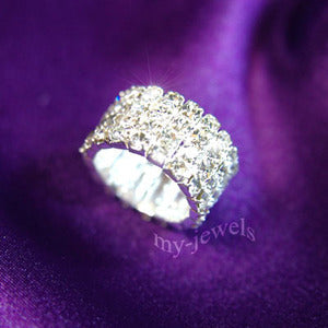 4 Row Stretch Bridal Wedding Fashion Rhinestone Ring XR902-0