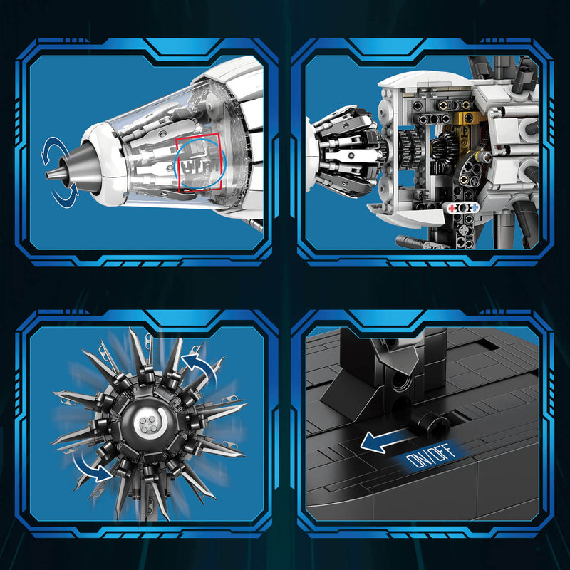 Motorised Aircraft Engine 1350Pcs-4