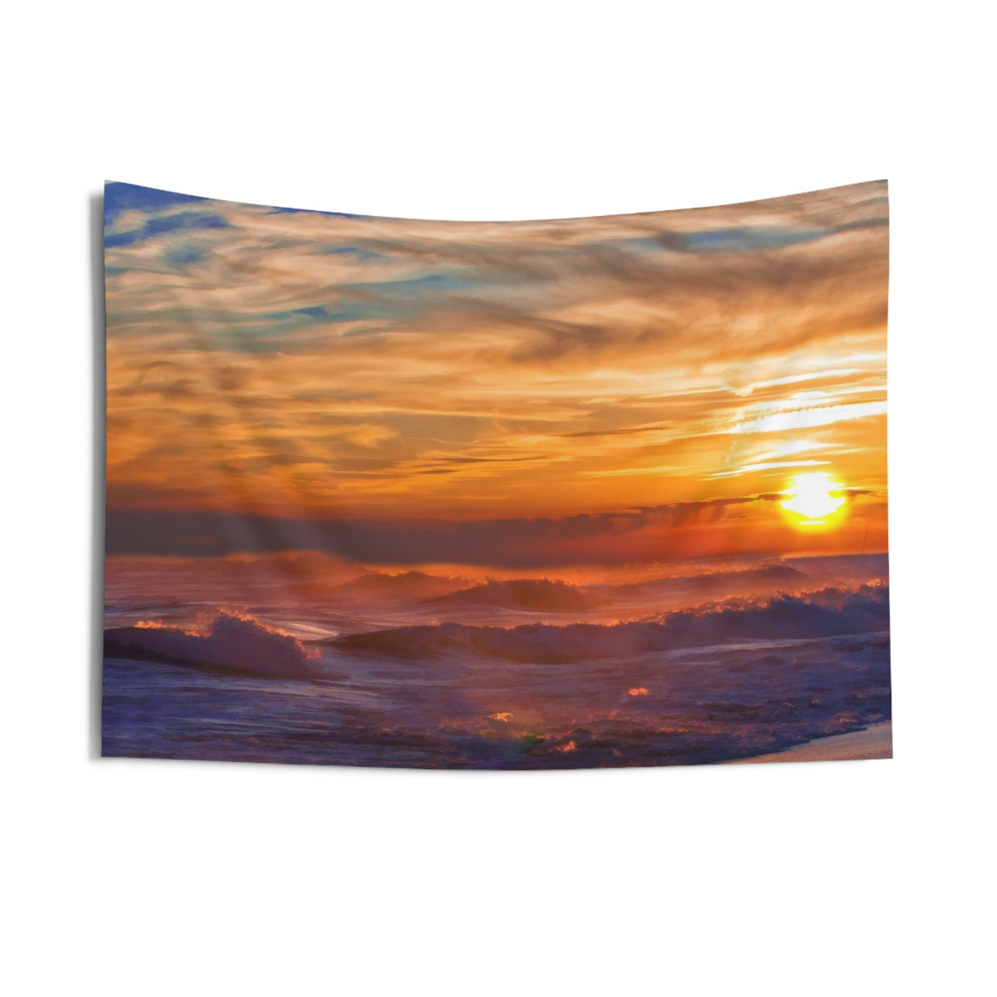 Sea Waves Beach Sunset Tapestry-2