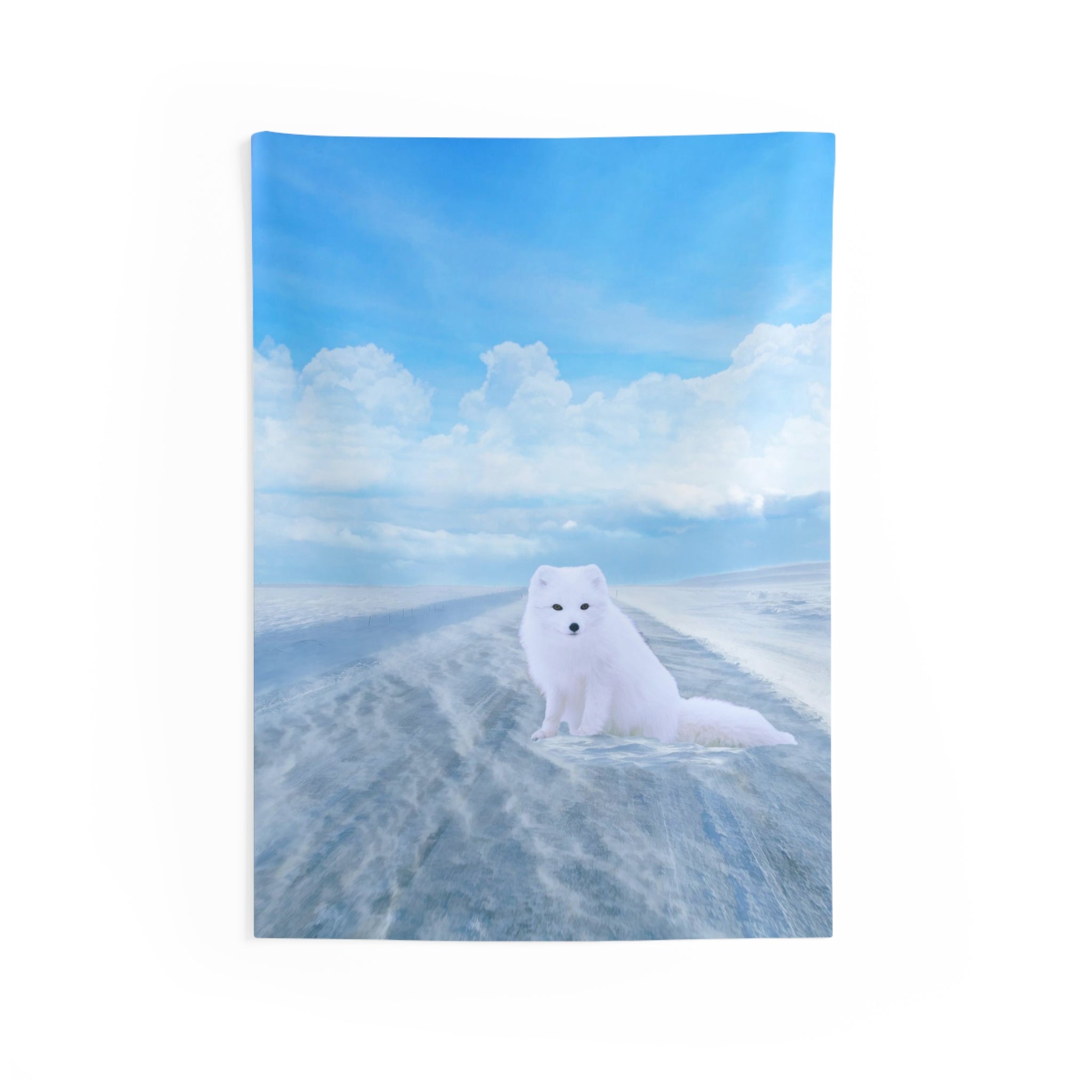 Snow Arctic Fox Tapestry-0