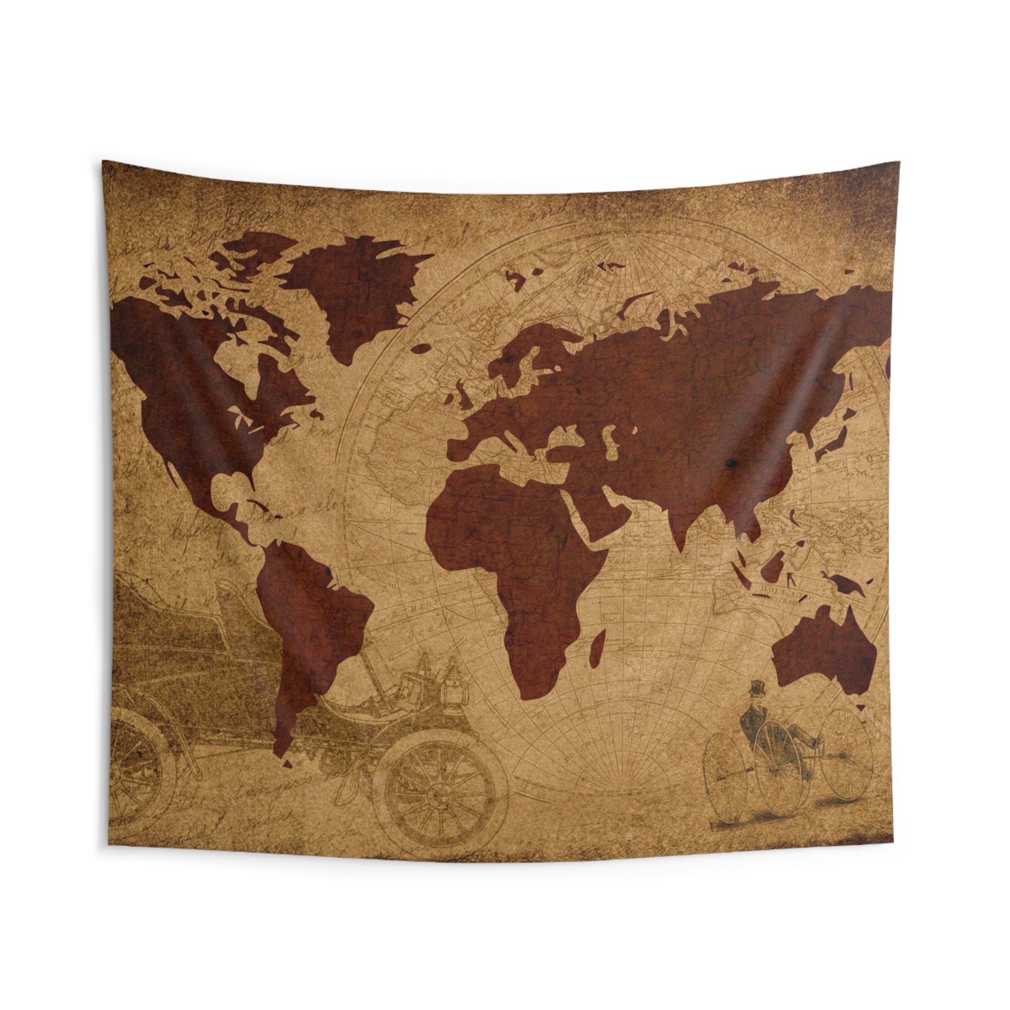 Worldmap Black Tapestry-1