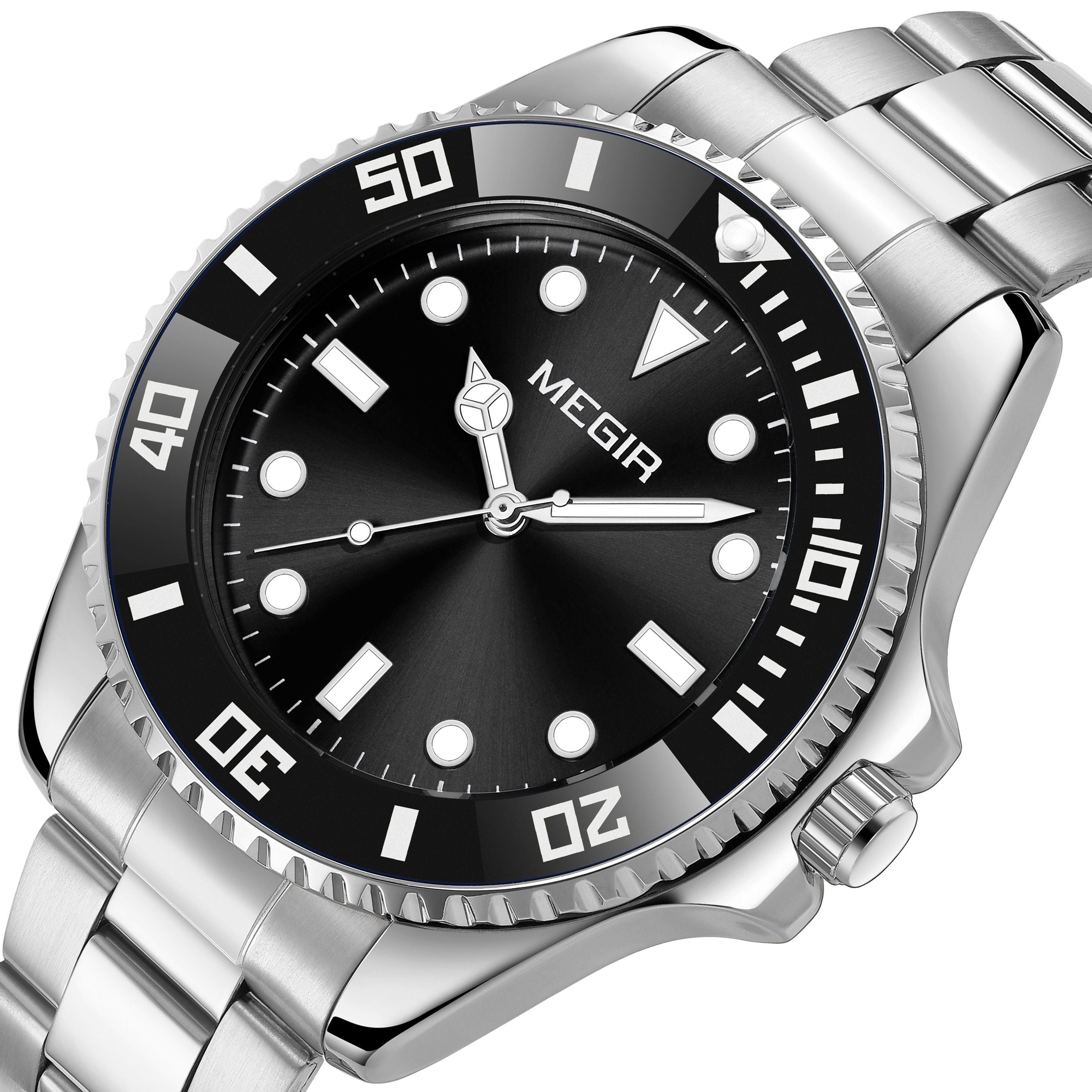 MEGIR Luxury Men's Business Wristwatches Waterproof Stainless Steel Strap Male Quartz Military Watches Clock Reloj Hombre 1090-10