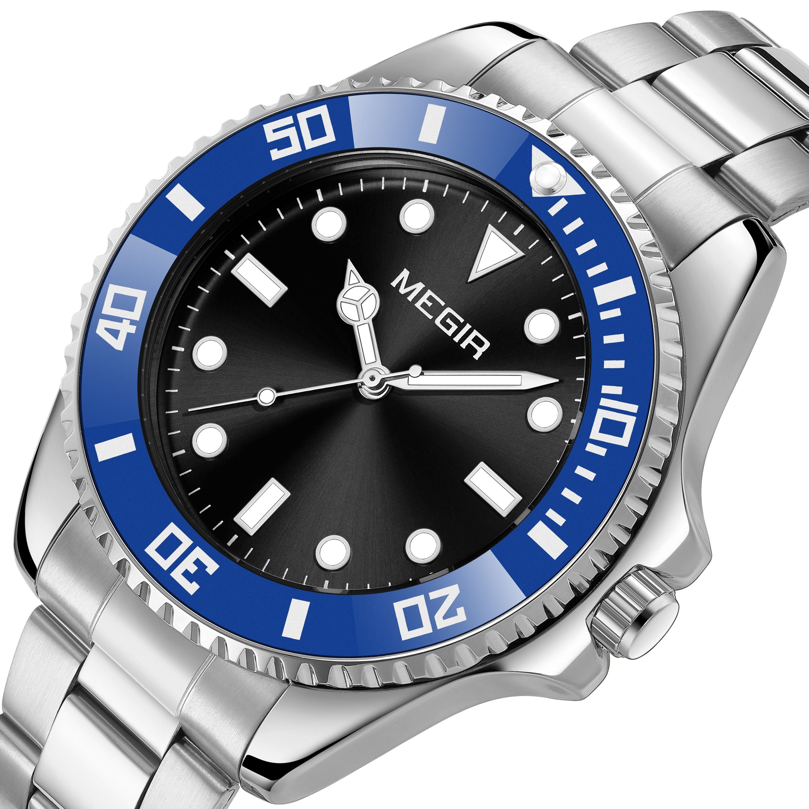 MEGIR Luxury Men's Business Wristwatches Waterproof Stainless Steel Strap Male Quartz Military Watches Clock Reloj Hombre 1090-11