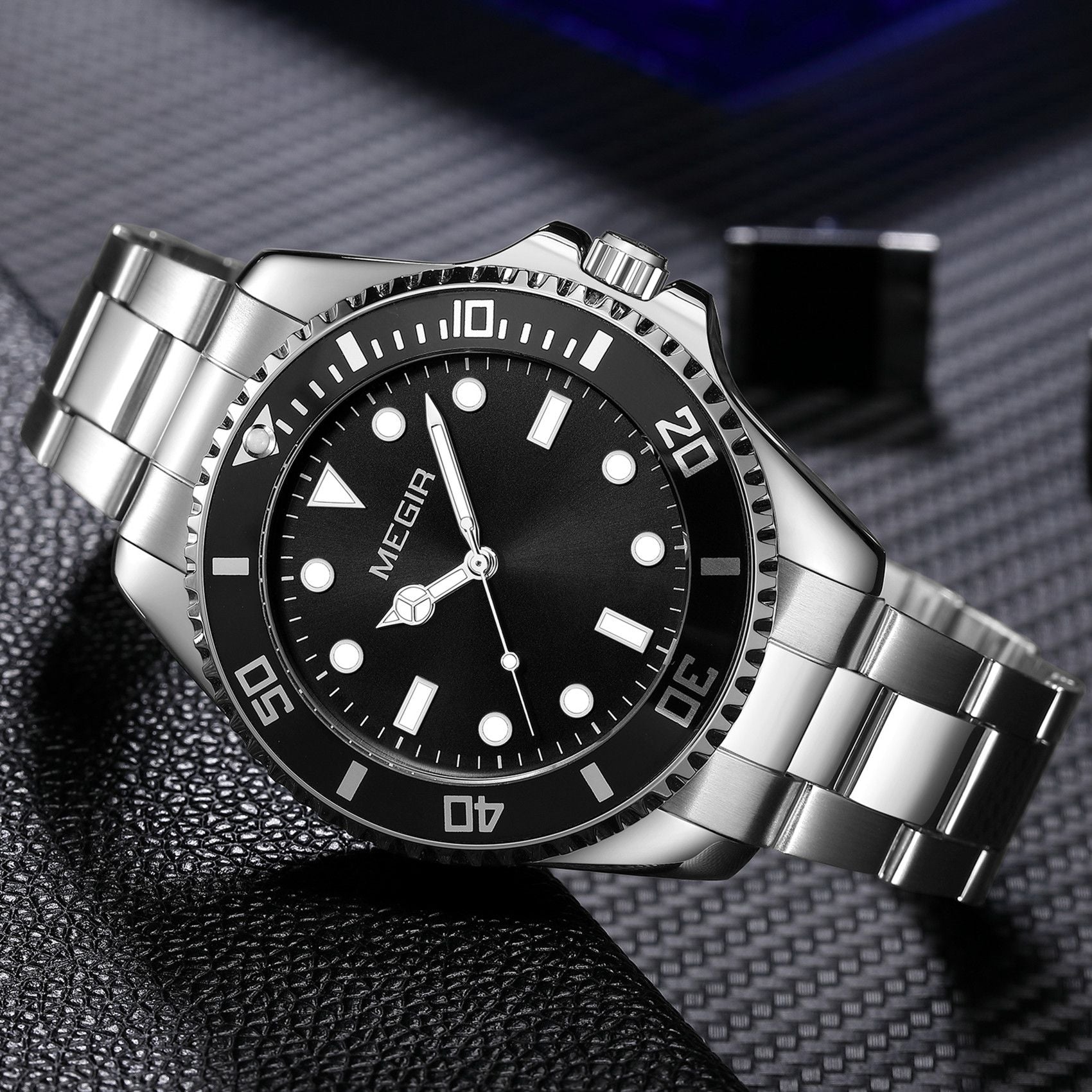 MEGIR Luxury Men's Business Wristwatches Waterproof Stainless Steel Strap Male Quartz Military Watches Clock Reloj Hombre 1090-9