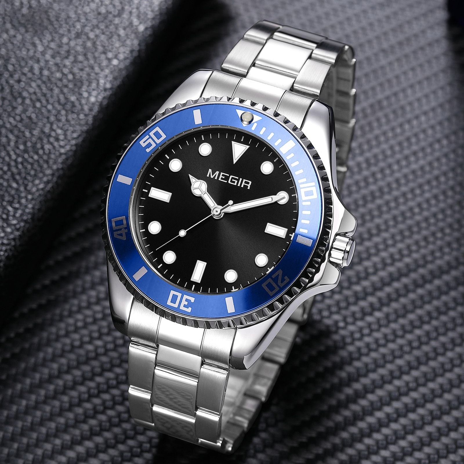 MEGIR Luxury Men's Business Wristwatches Waterproof Stainless Steel Strap Male Quartz Military Watches Clock Reloj Hombre 1090-8