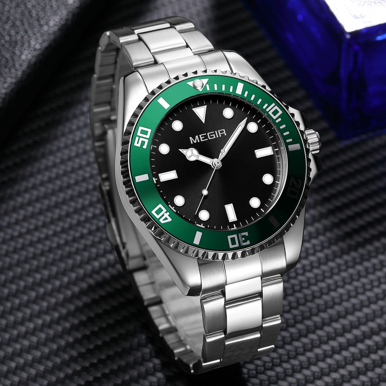 MEGIR Luxury Men's Business Wristwatches Waterproof Stainless Steel Strap Male Quartz Military Watches Clock Reloj Hombre 1090-7