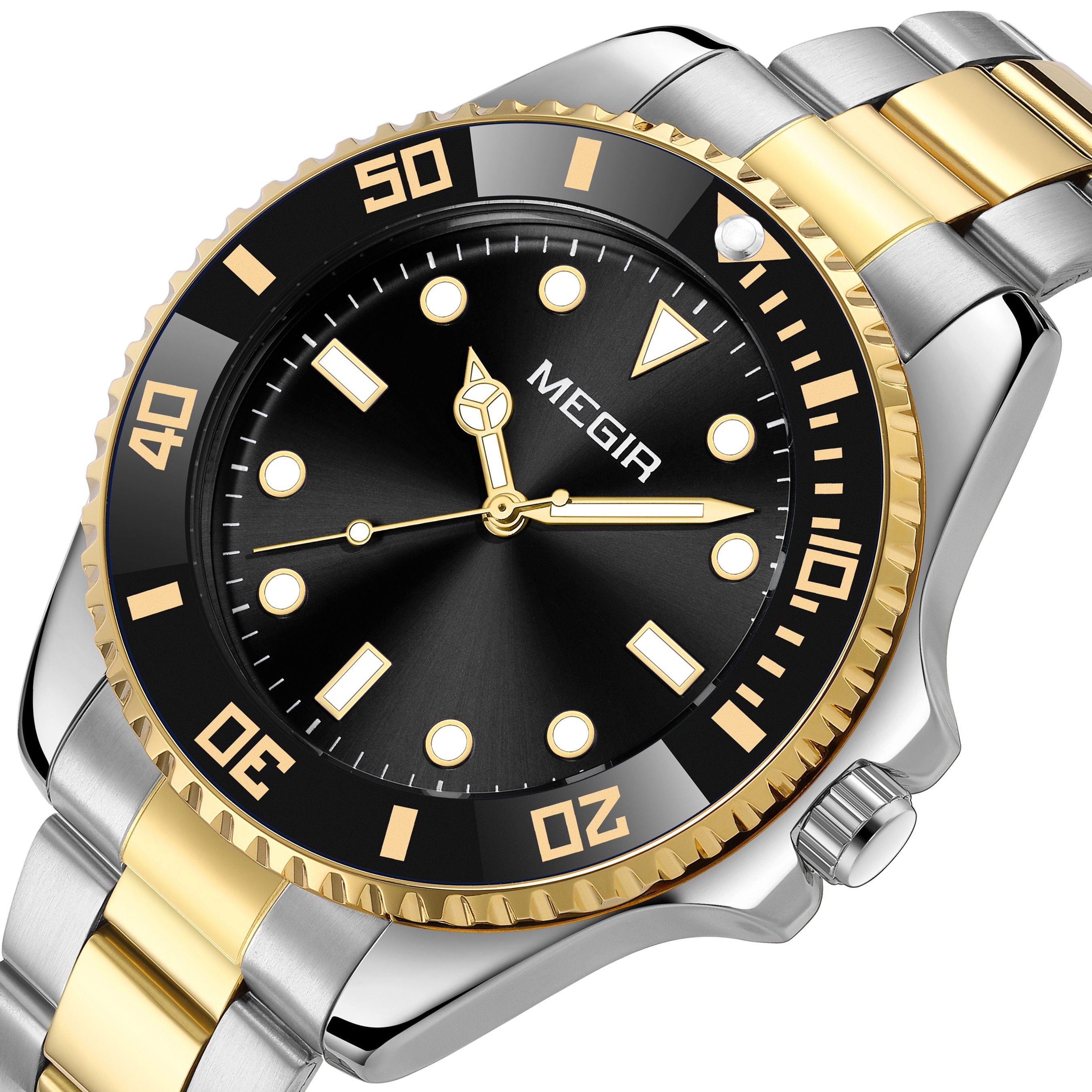 MEGIR Luxury Men's Business Wristwatches Waterproof Stainless Steel Strap Male Quartz Military Watches Clock Reloj Hombre 1090-13