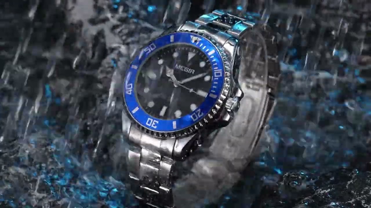 MEGIR Luxury Men's Business Wristwatches Waterproof Stainless Steel Strap Male Quartz Military Watches Clock Reloj Hombre 1090-15