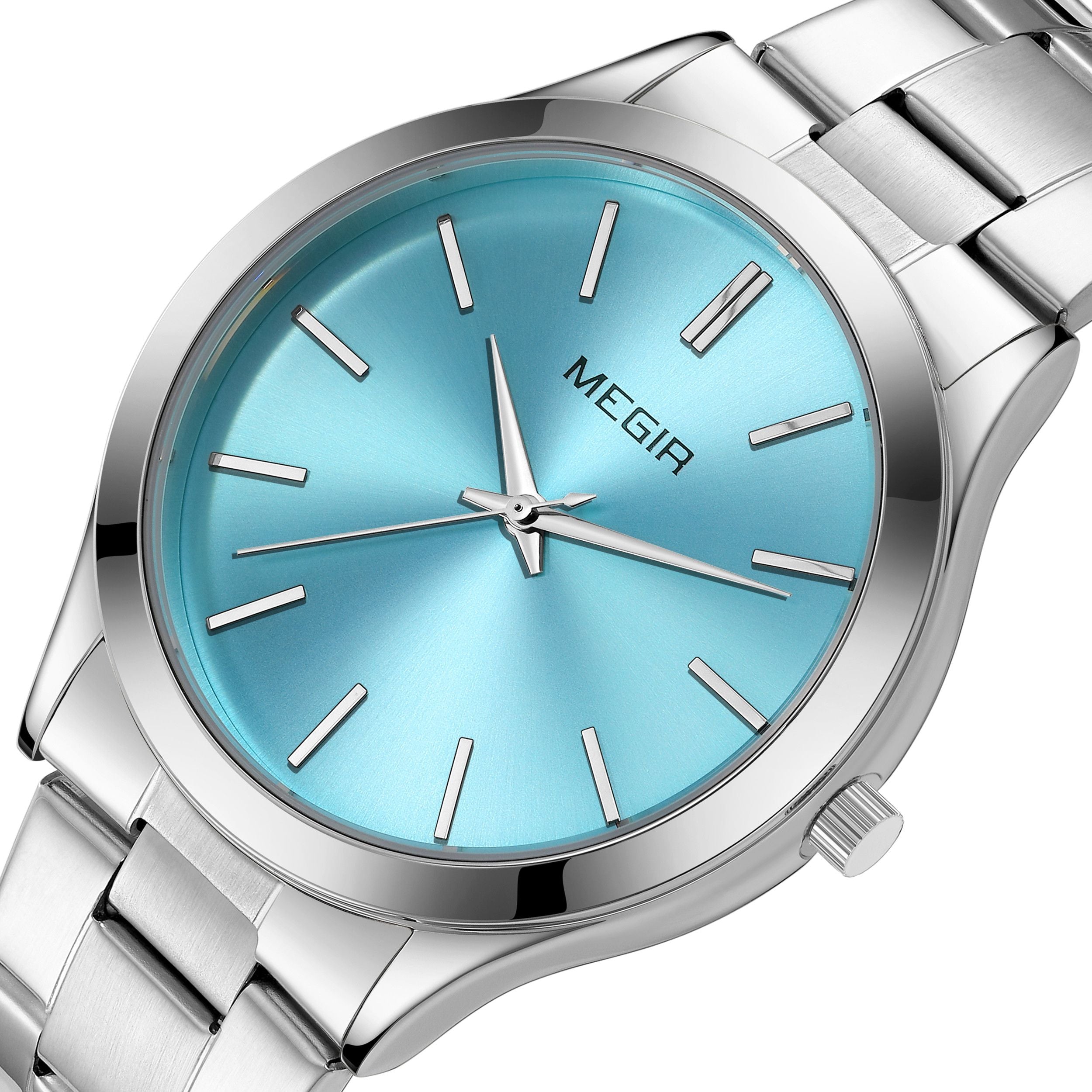 MEGIR Luxury Design Quartz Watch for Men Waterproof Business Full Black Stainless Steel Strap Wrist Watches Reloj Hombre 1096-11