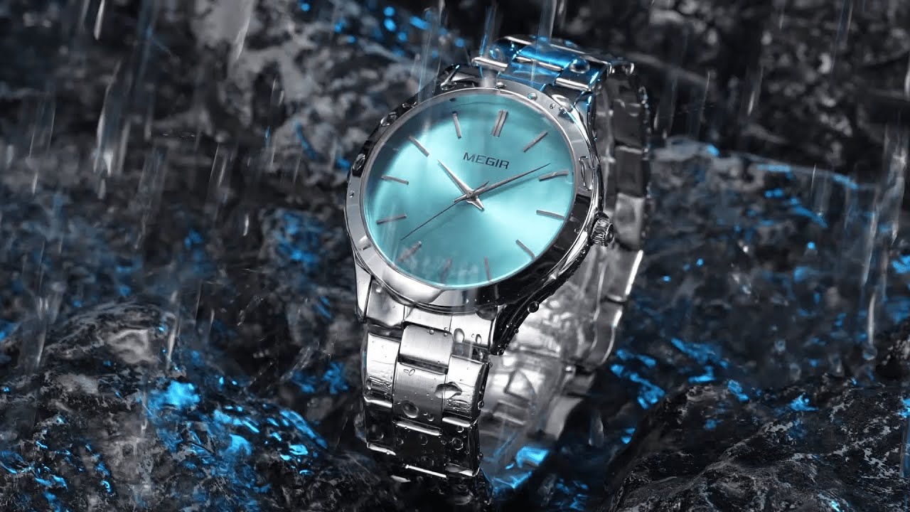 MEGIR Luxury Design Quartz Watch for Men Waterproof Business Full Black Stainless Steel Strap Wrist Watches Reloj Hombre 1096-12