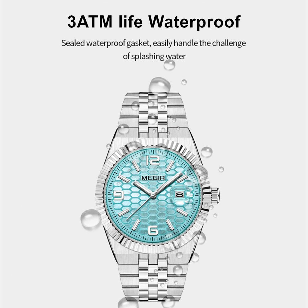MEGIR Original Men Business Leisure Watches Stainless Steel Bracelet Quartz Wristwatch Waterproof Luminous Date Clock Reloj Hombre 1101-6