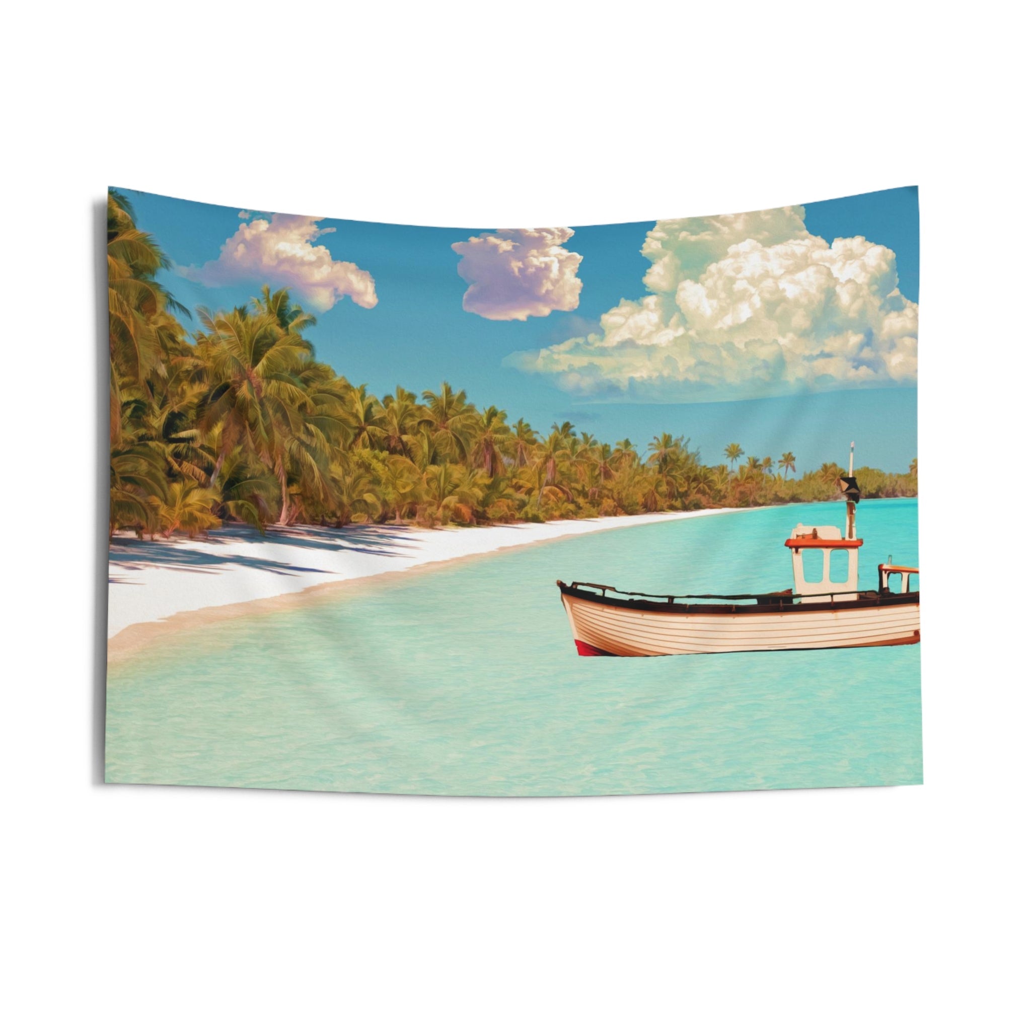 Coconut Trees and Boat Tapestry-2