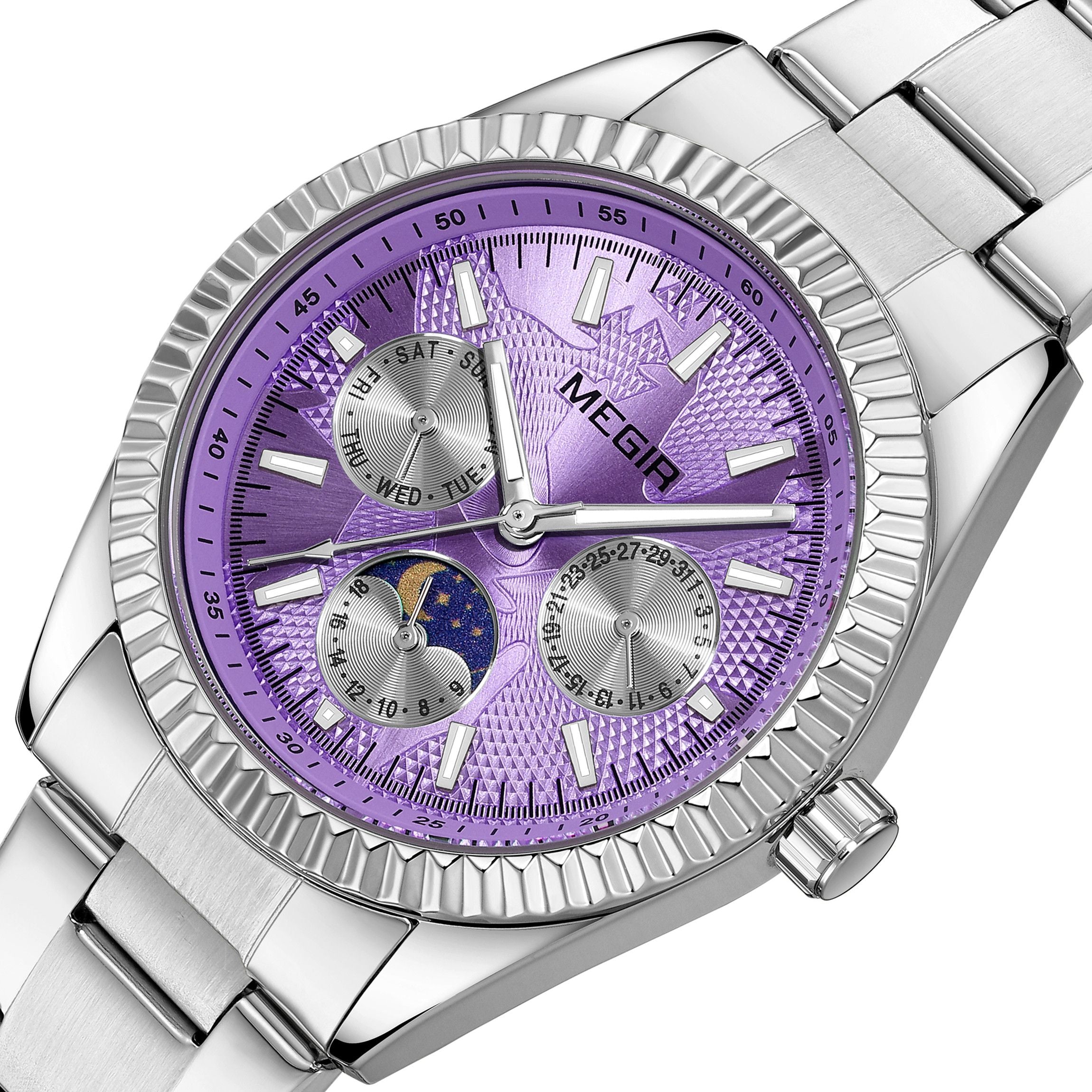 MEGIR Business Men Watch Waterproof Luminous Man Casual Quartz Wristwatch Clock Calendar Week Display Relogio Masculino 1102-10