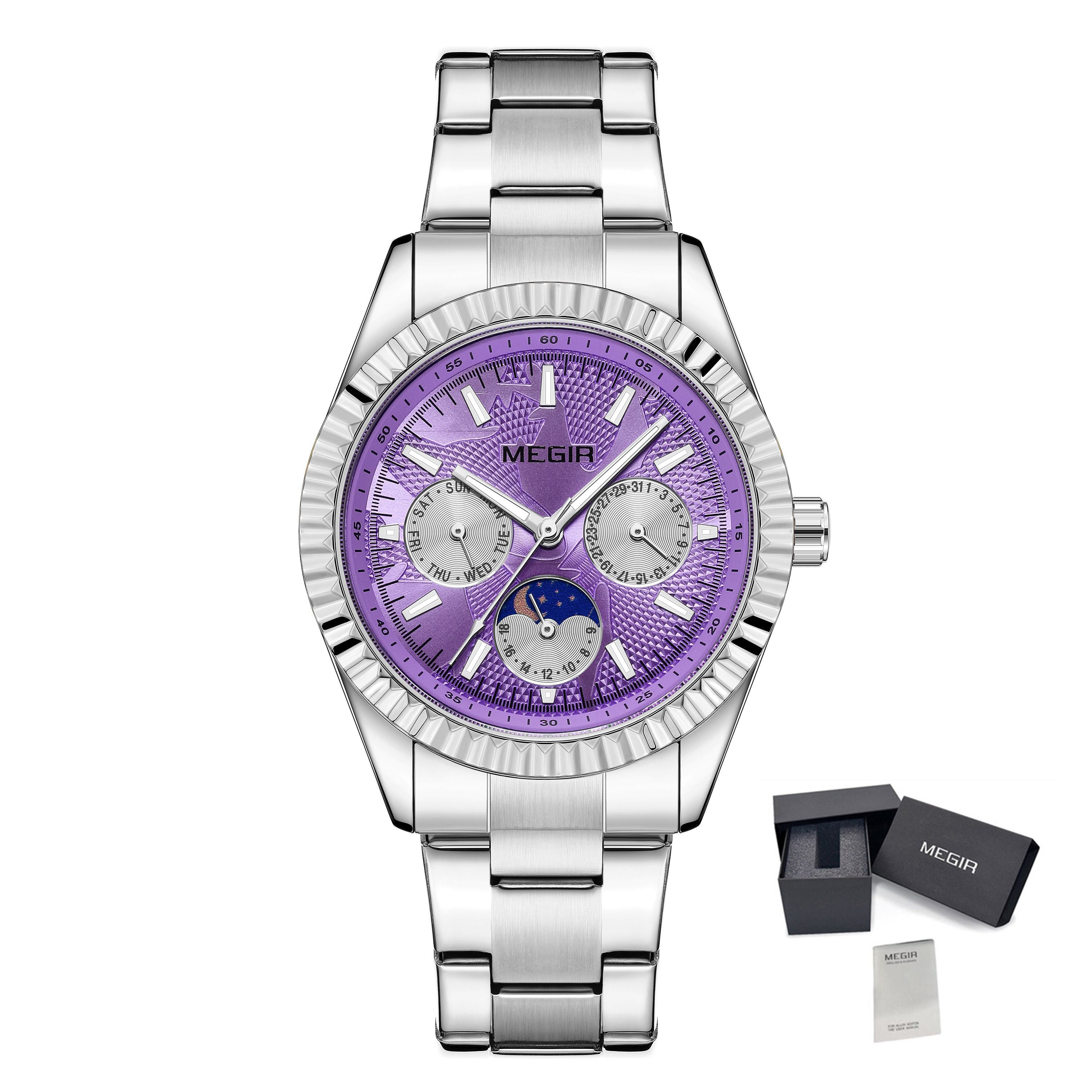 MEGIR Business Men Watch Waterproof Luminous Man Casual Quartz Wristwatch Clock Calendar Week Display Relogio Masculino 1102-16