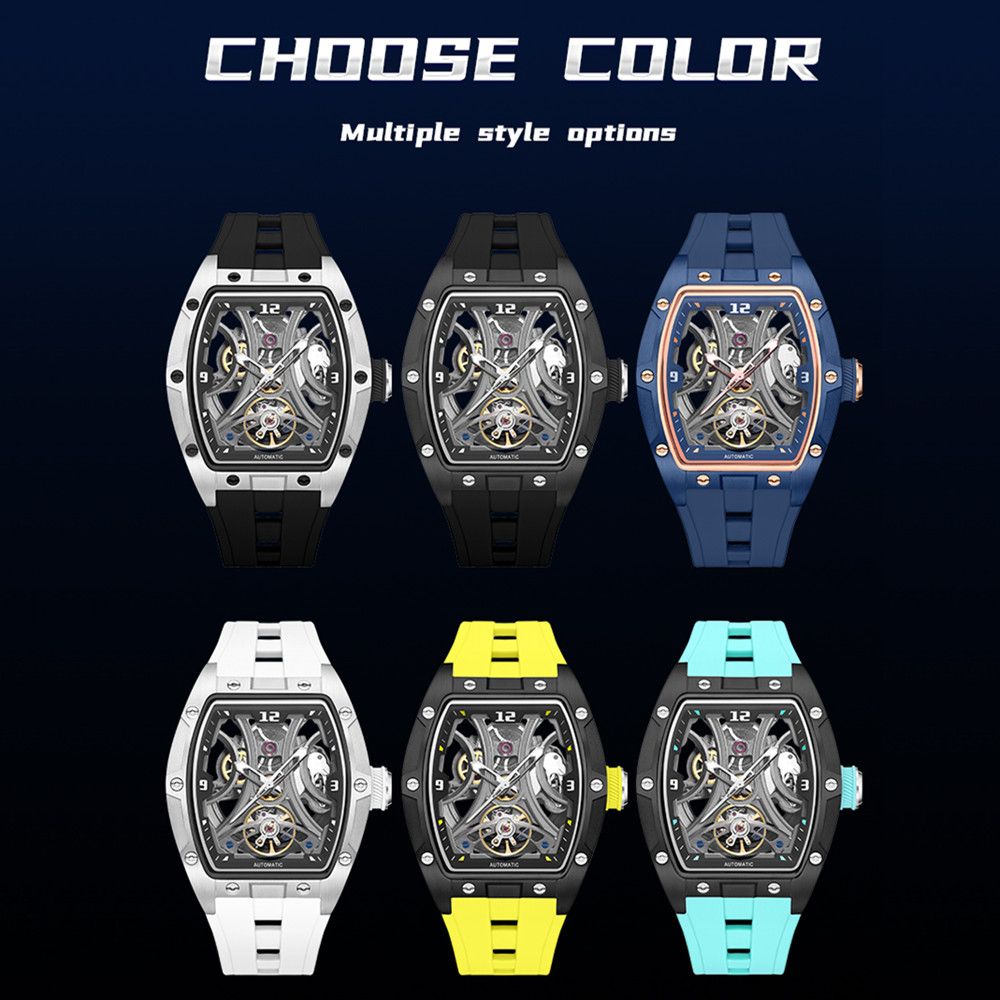 MEGIR Skeleton Dial Men Watches Luxury Automatic Mechanical Sport Watch Stainless Steel Case Man Wristwatch Clock Reloj Hombre 2245-3