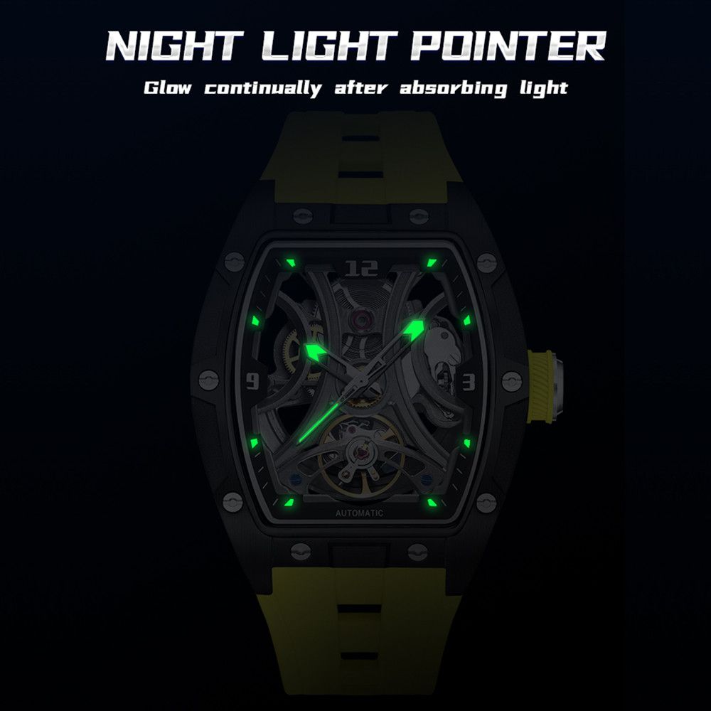 MEGIR Skeleton Dial Men Watches Luxury Automatic Mechanical Sport Watch Stainless Steel Case Man Wristwatch Clock Reloj Hombre 2245-5