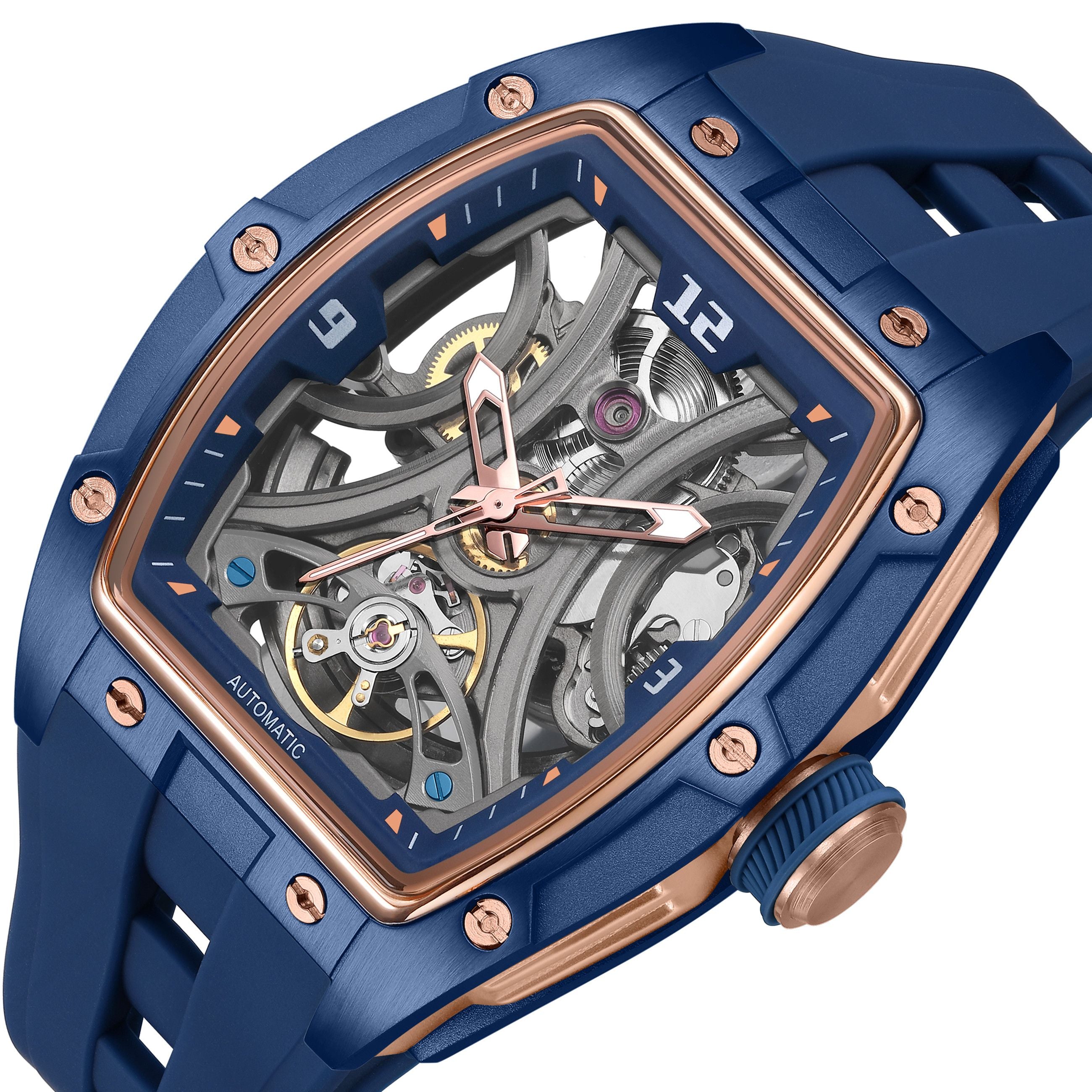 MEGIR Skeleton Dial Men Watches Luxury Automatic Mechanical Sport Watch Stainless Steel Case Man Wristwatch Clock Reloj Hombre 2245-10