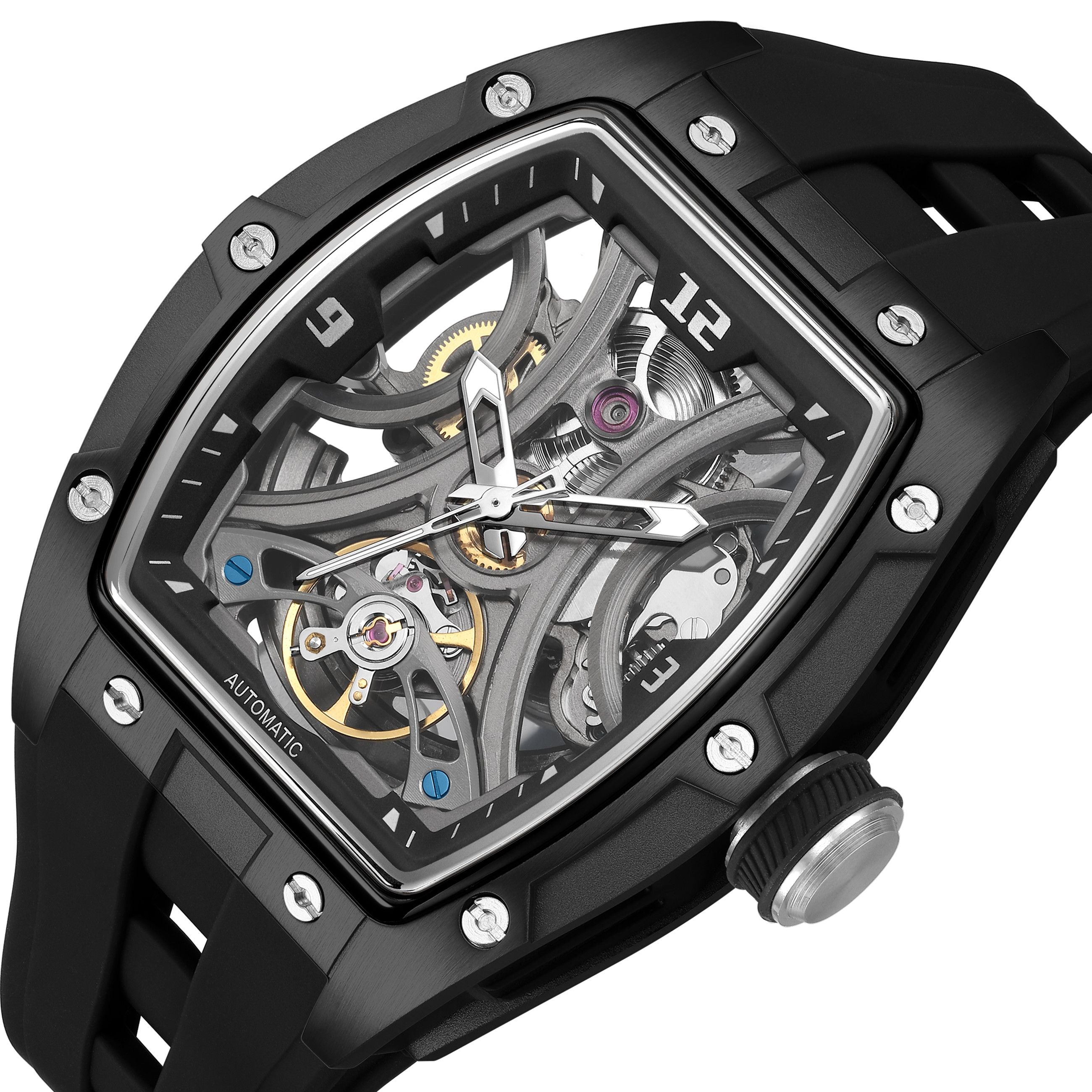 MEGIR Skeleton Dial Men Watches Luxury Automatic Mechanical Sport Watch Stainless Steel Case Man Wristwatch Clock Reloj Hombre 2245-8