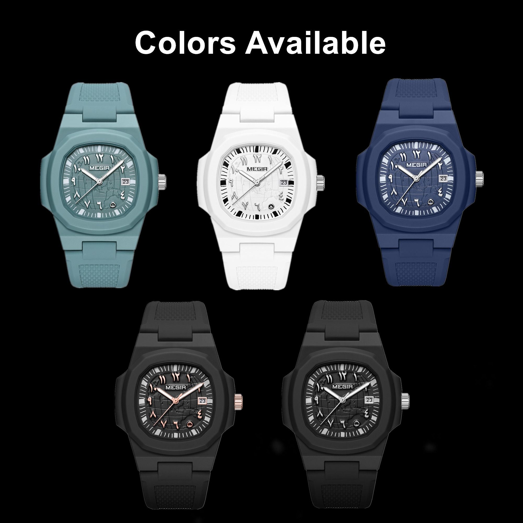 MEGIR 43MM Irregular Dial Men Watches Quartz Waterproof Sport Casual Wristwatch Clock Date Gifts for Man Reloj Hombre 8119-6