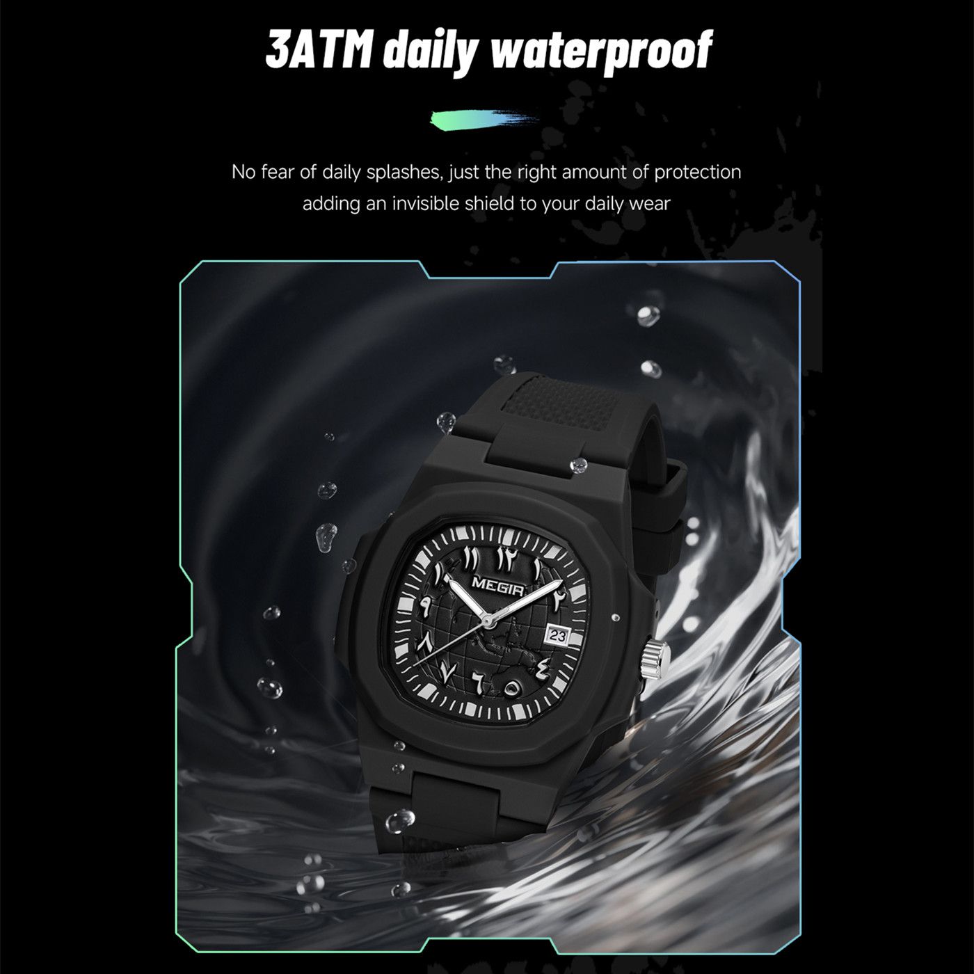 MEGIR 43MM Irregular Dial Men Watches Quartz Waterproof Sport Casual Wristwatch Clock Date Gifts for Man Reloj Hombre 8119-9