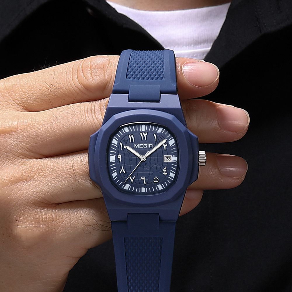 MEGIR 43MM Irregular Dial Men Watches Quartz Waterproof Sport Casual Wristwatch Clock Date Gifts for Man Reloj Hombre 8119-5