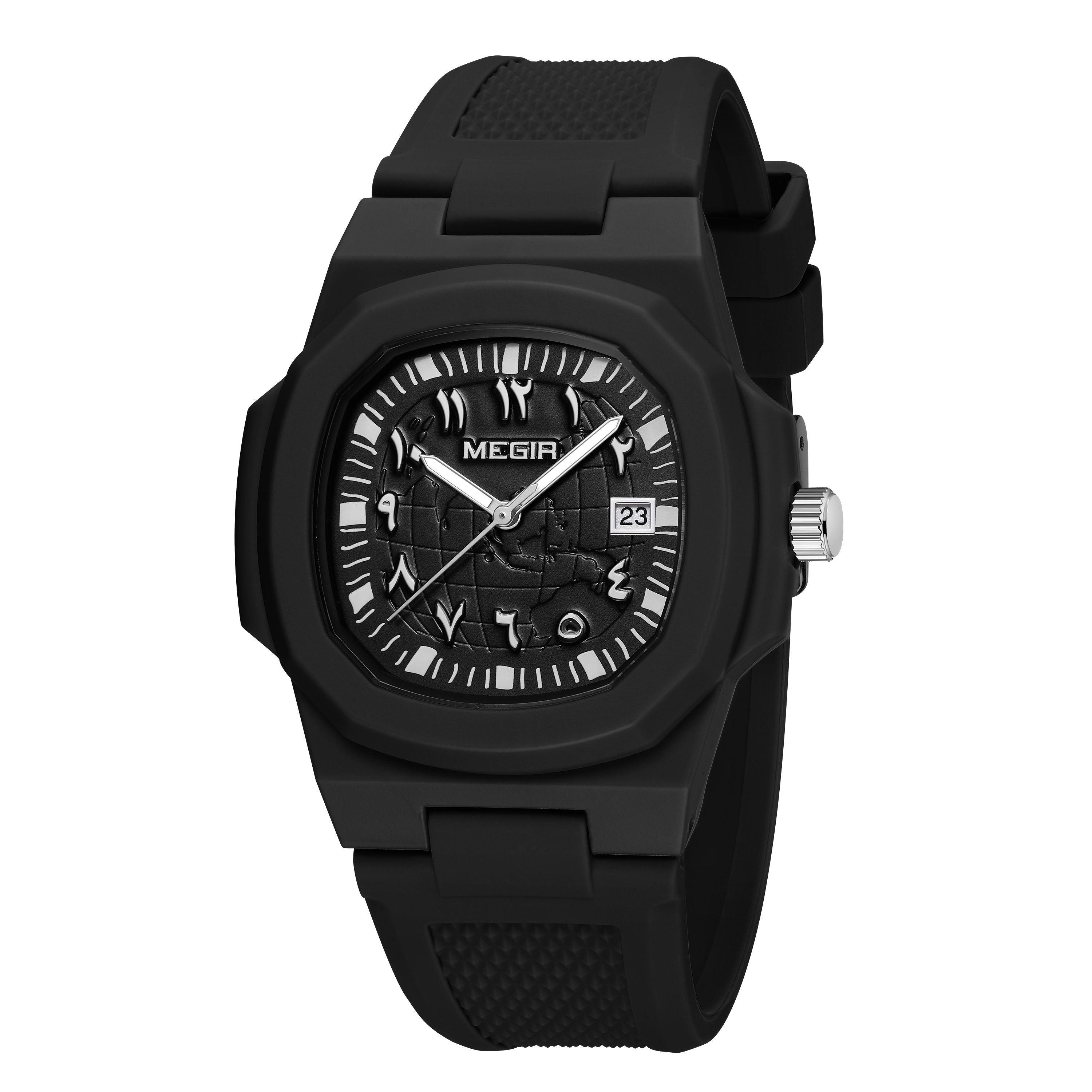 MEGIR 43MM Irregular Dial Men Watches Quartz Waterproof Sport Casual Wristwatch Clock Date Gifts for Man Reloj Hombre 8119-11