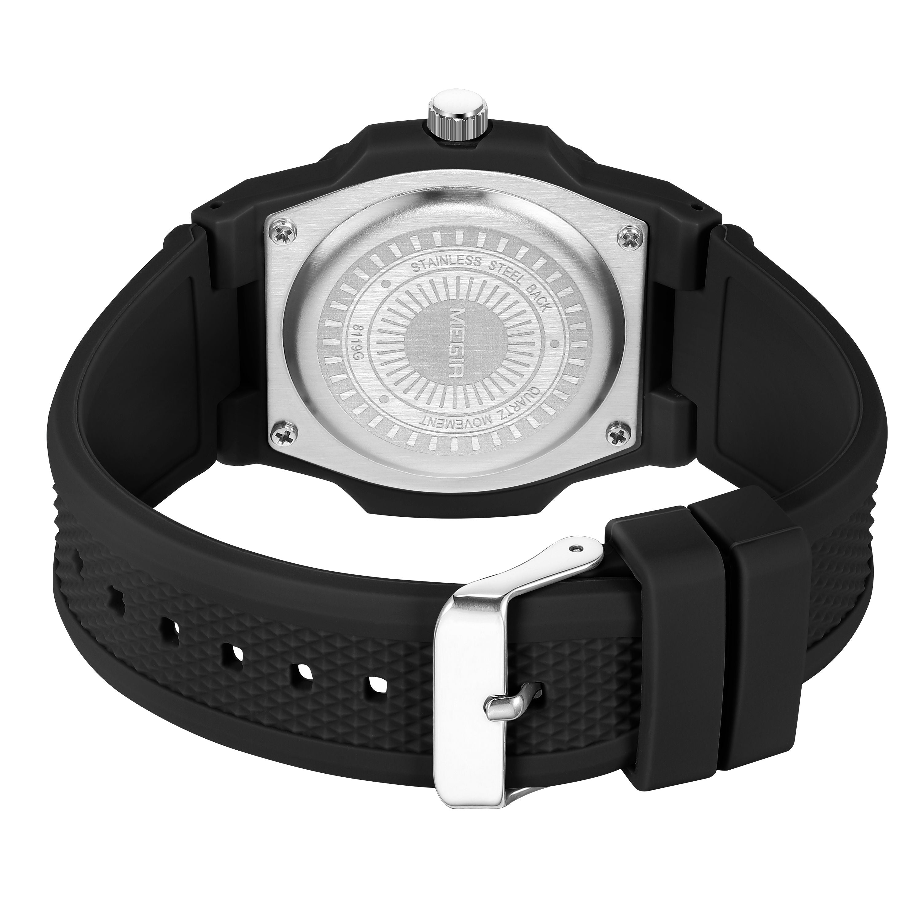 MEGIR 43MM Irregular Dial Men Watches Quartz Waterproof Sport Casual Wristwatch Clock Date Gifts for Man Reloj Hombre 8119-18