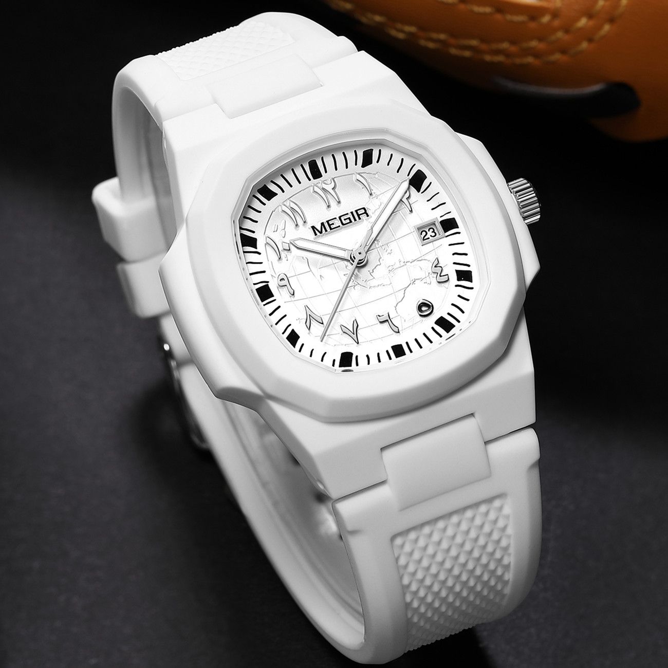 MEGIR 43MM Irregular Dial Men Watches Quartz Waterproof Sport Casual Wristwatch Clock Date Gifts for Man Reloj Hombre 8119-16