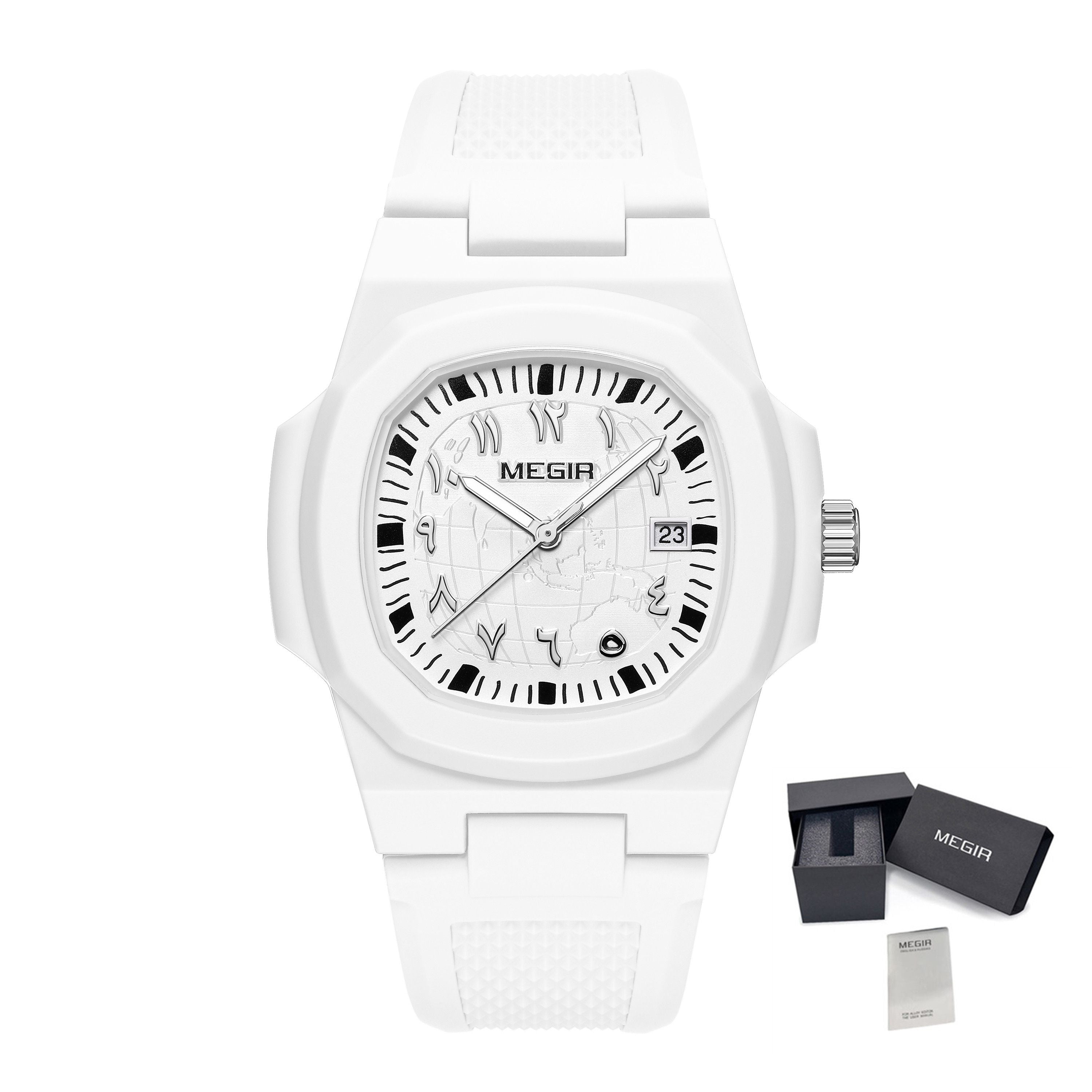 MEGIR 43MM Irregular Dial Men Watches Quartz Waterproof Sport Casual Wristwatch Clock Date Gifts for Man Reloj Hombre 8119-23