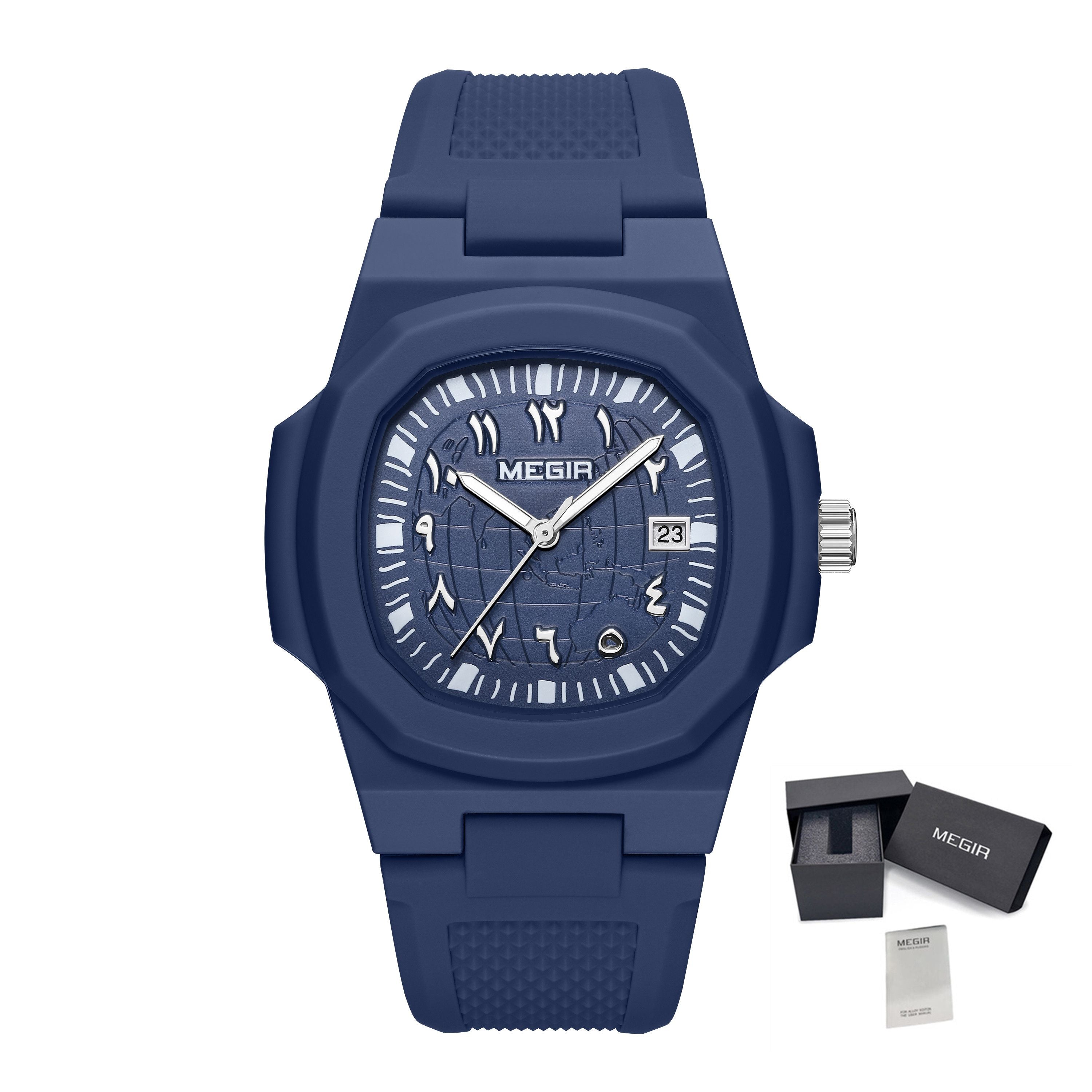 MEGIR 43MM Irregular Dial Men Watches Quartz Waterproof Sport Casual Wristwatch Clock Date Gifts for Man Reloj Hombre 8119-21