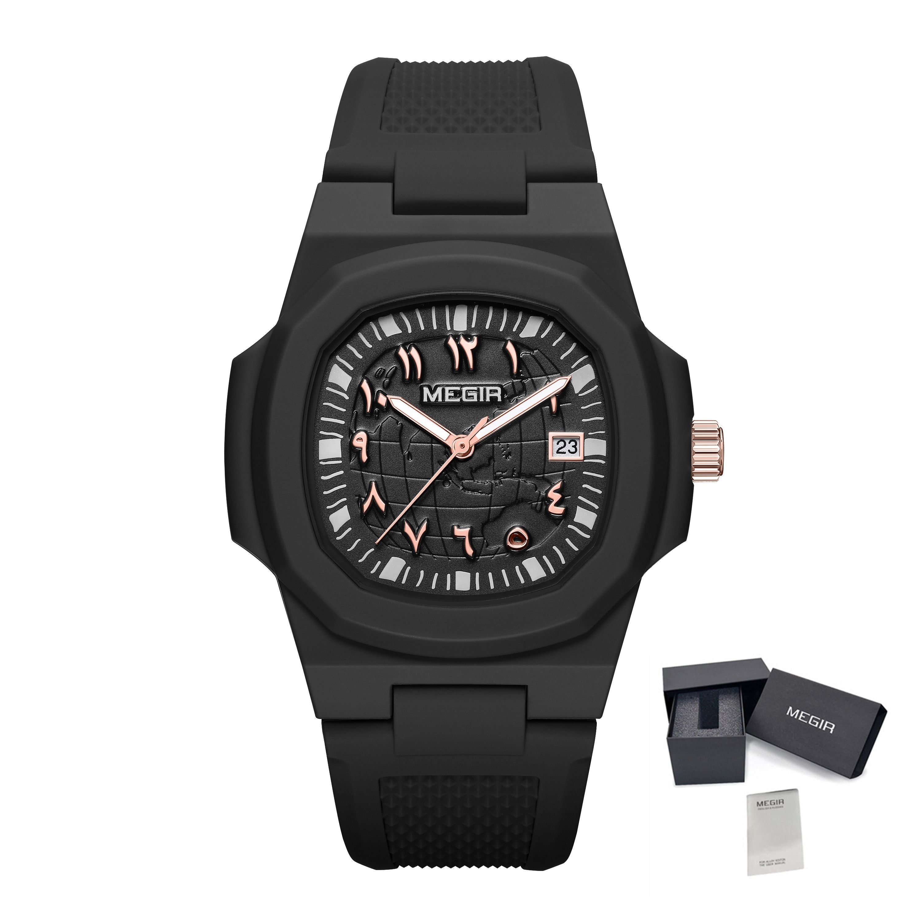 MEGIR 43MM Irregular Dial Men Watches Quartz Waterproof Sport Casual Wristwatch Clock Date Gifts for Man Reloj Hombre 8119-19