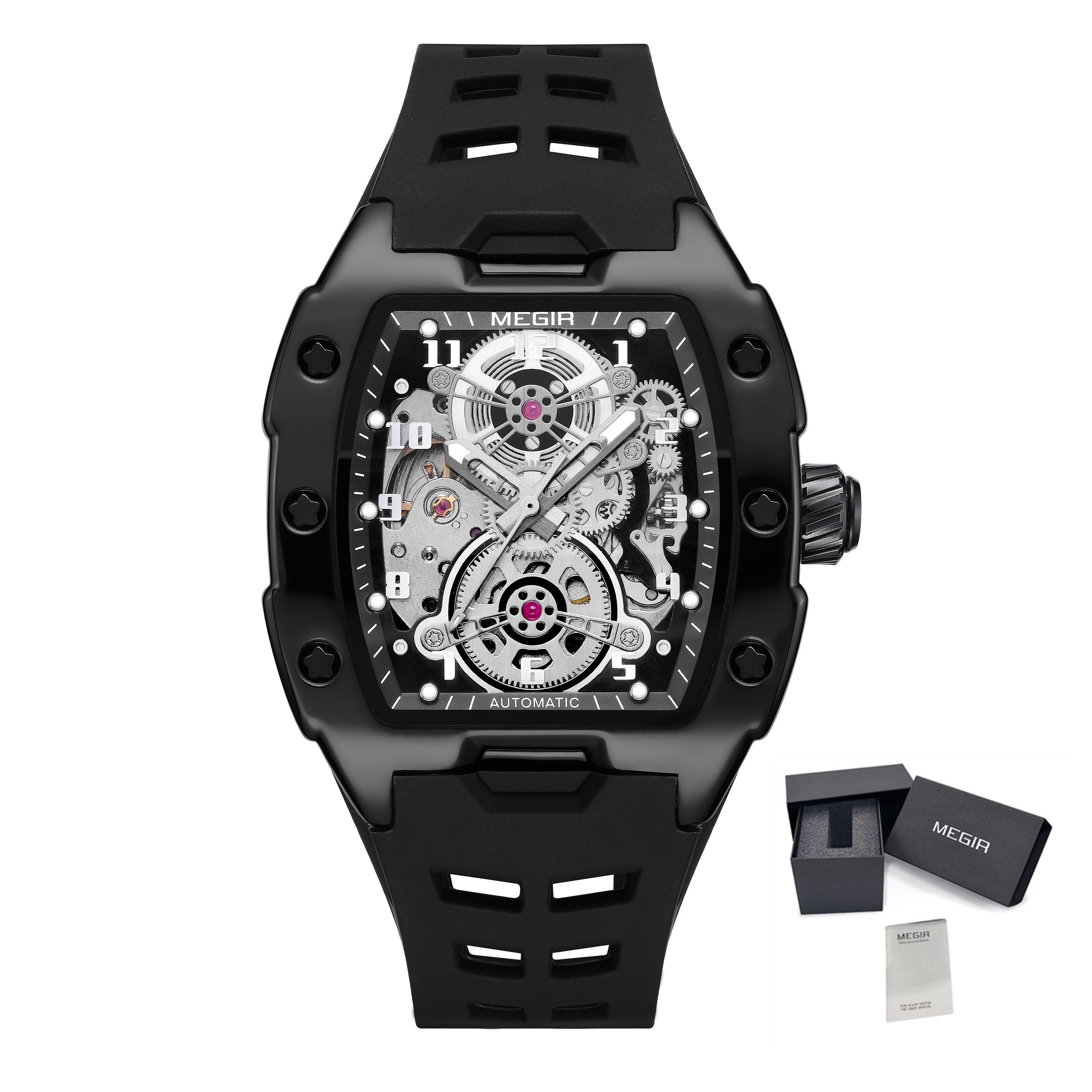 MEGIR New Men Watches Luxury Brand Automatic Mechanical Watch Silicone Strap Sports Casual Wristwatch Waterproof Clock Male Gift-15