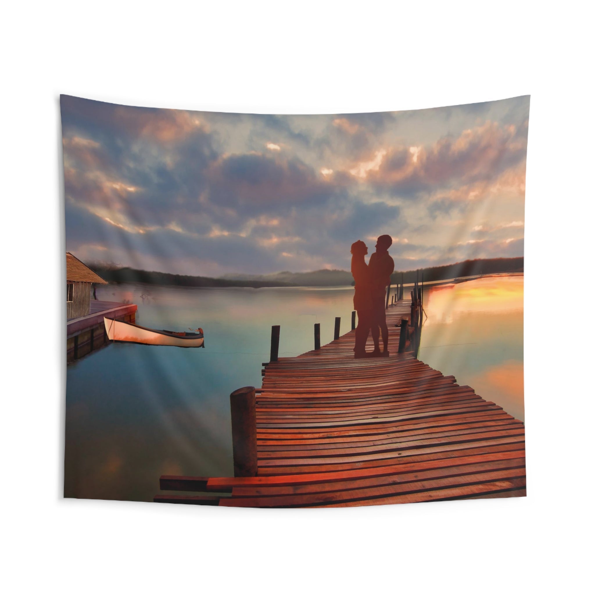 Couple Love on Jetty Tapestry-1