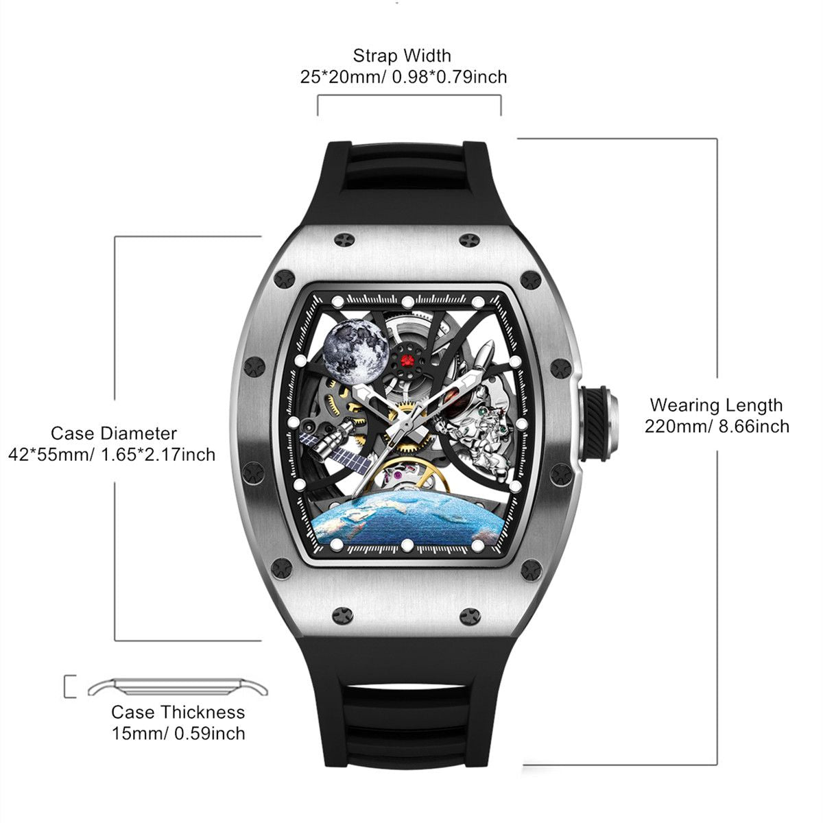 MEGIR Skeleton Dial Automatic Mechanical Movement Men Watch Fashion Sport Wristwatches Waterproof Man Clock Reloj Hombre 9190-14-7