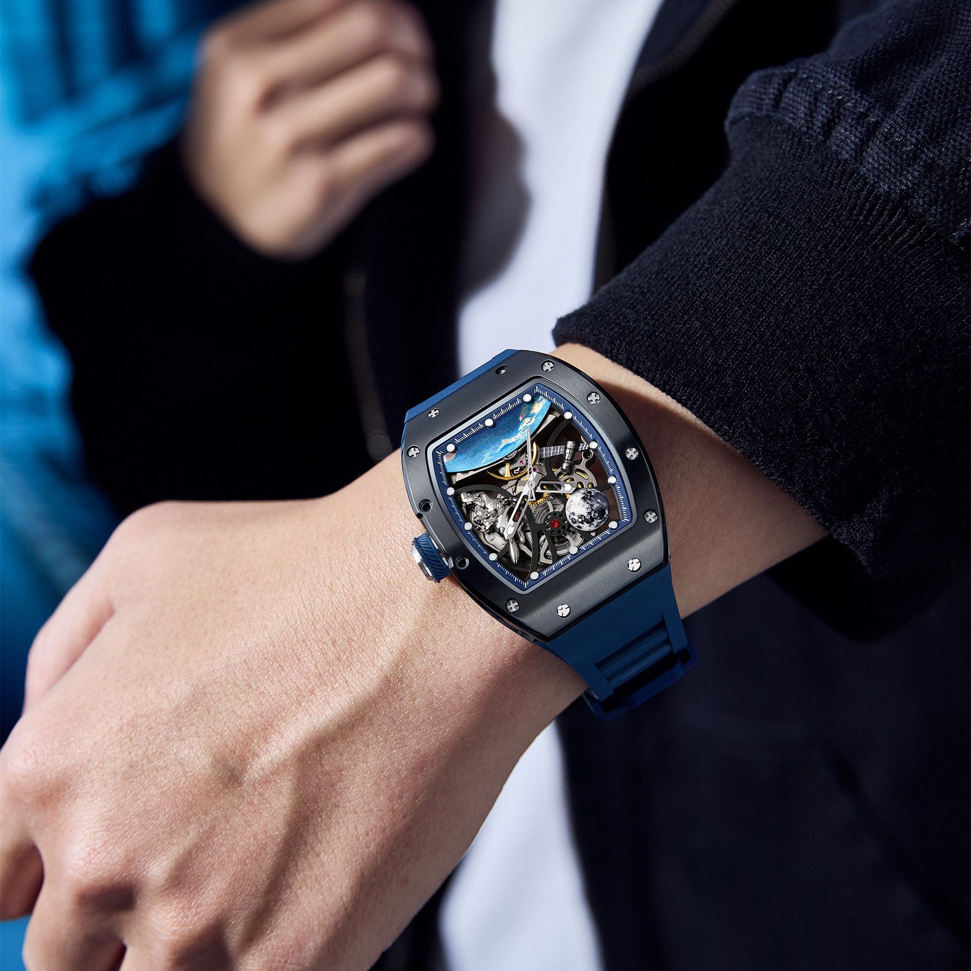 MEGIR Skeleton Dial Automatic Mechanical Movement Men Watch Fashion Sport Wristwatches Waterproof Man Clock Reloj Hombre 9190-14-4