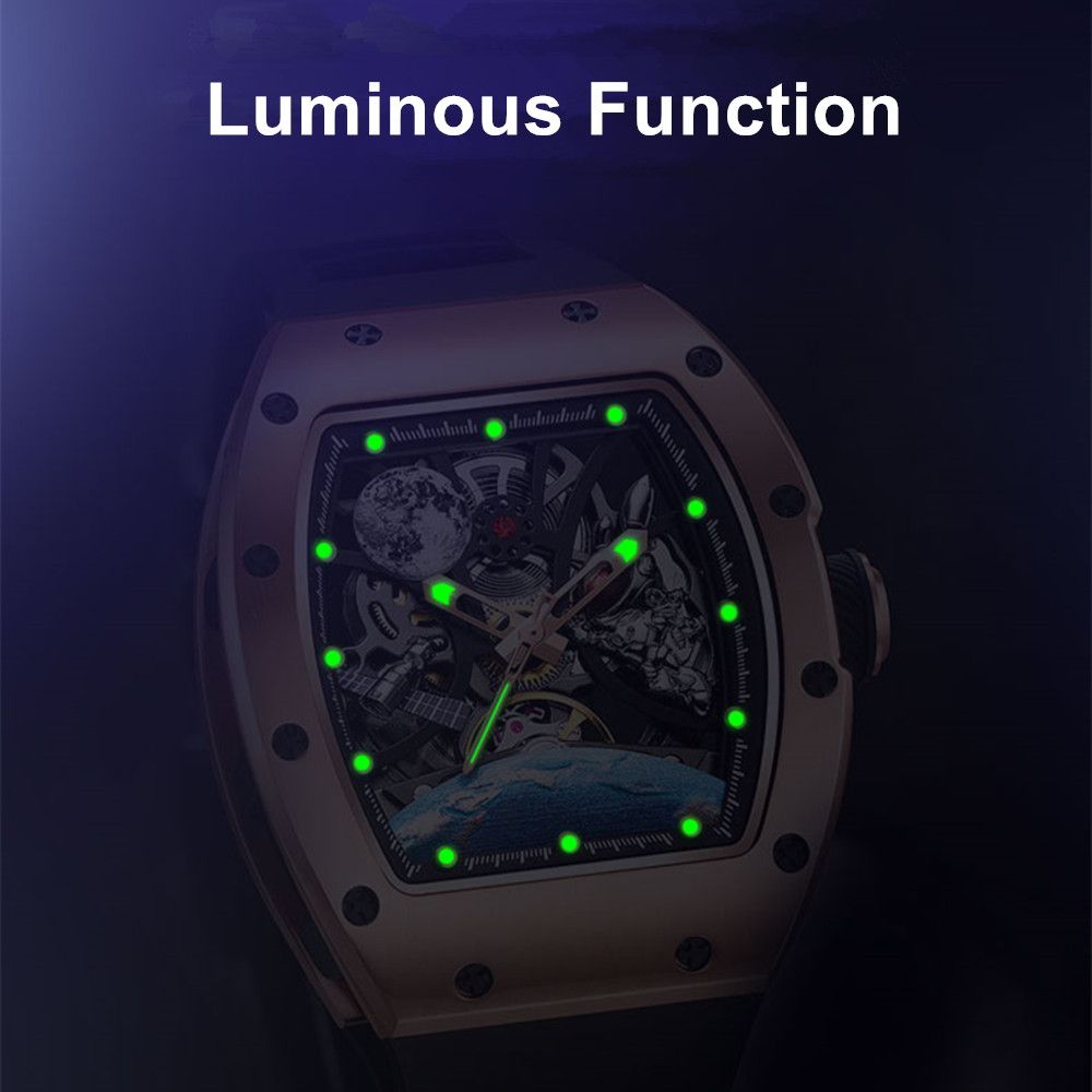 MEGIR Skeleton Dial Automatic Mechanical Movement Men Watch Fashion Sport Wristwatches Waterproof Man Clock Reloj Hombre 9190-14-6