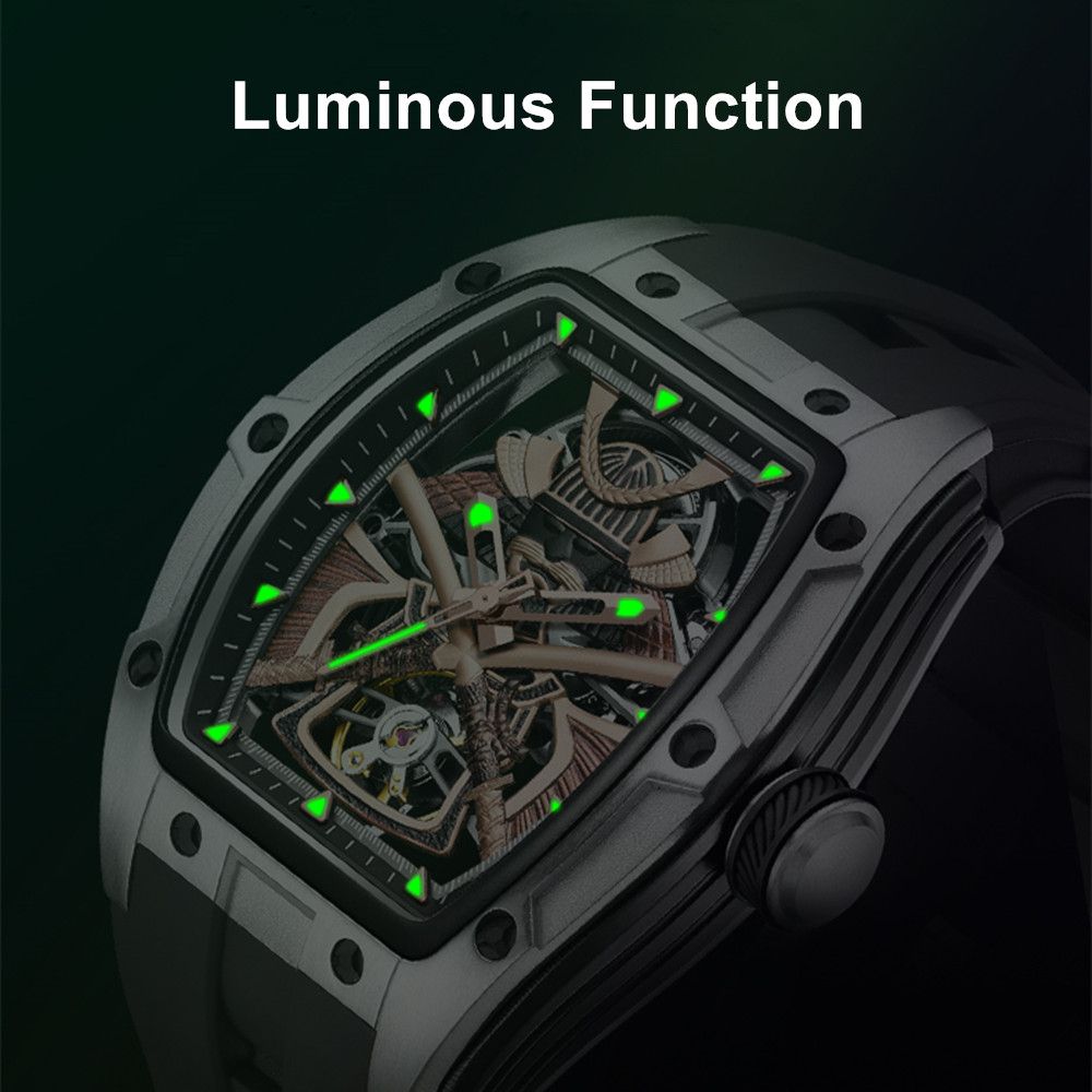 MEGIR Men Mechanical Watches Luxury Hollow Out Automatic Movement Wristwatch Clock Stainless Steel Case Waterproof Watch 9198-5-6