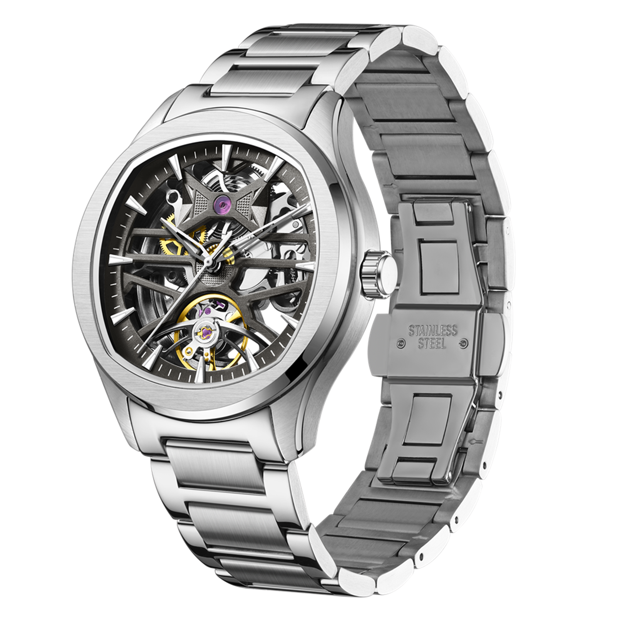 MEGIR Fashion Sport Watches for Men Skeleton Dial Automatic Mechanical Movement Wristwatch Waterproof Clock Reloj Hombre 9204-5-16